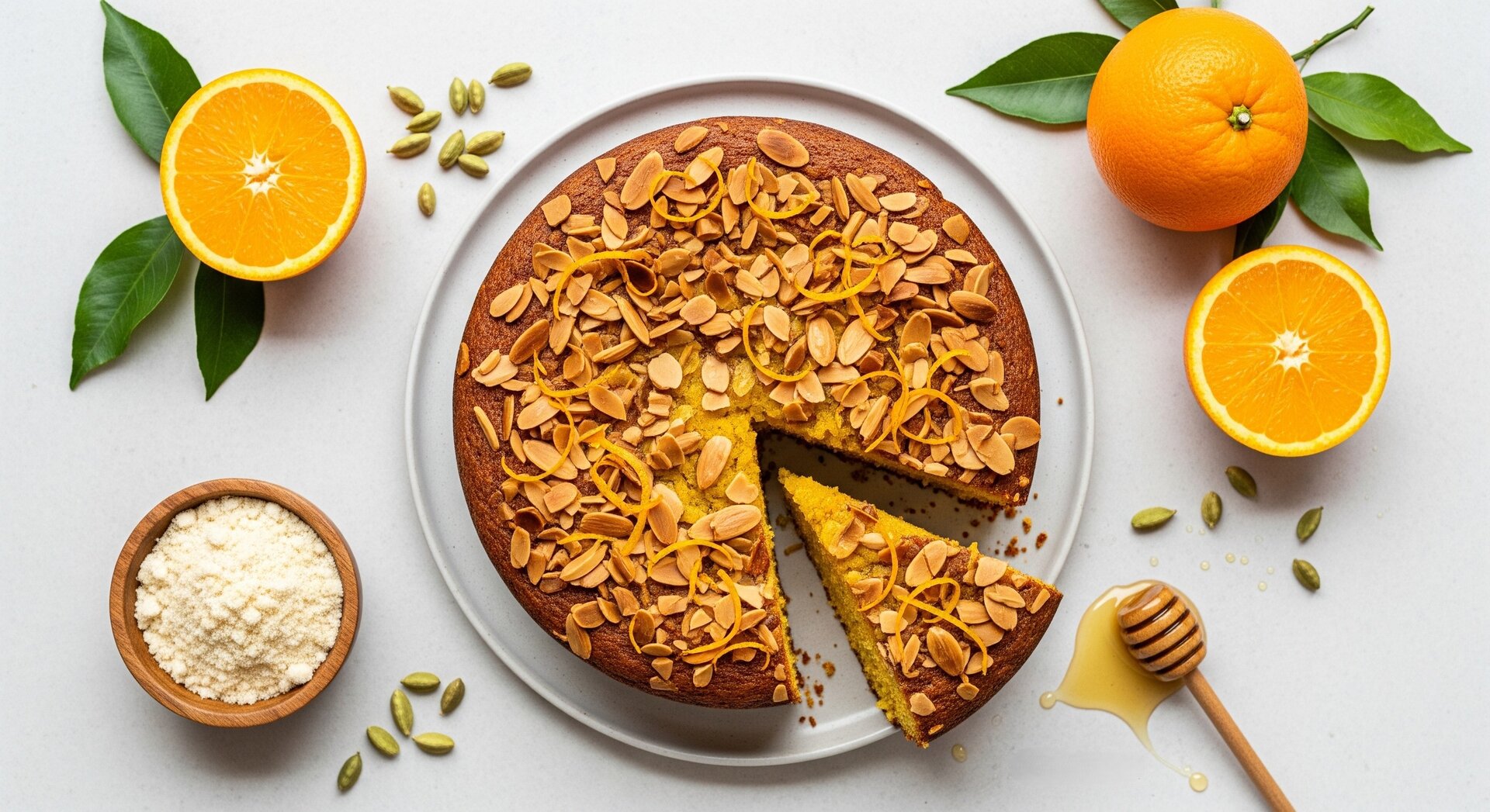 Amandelmeel Sinaasappelcake met Kardamom