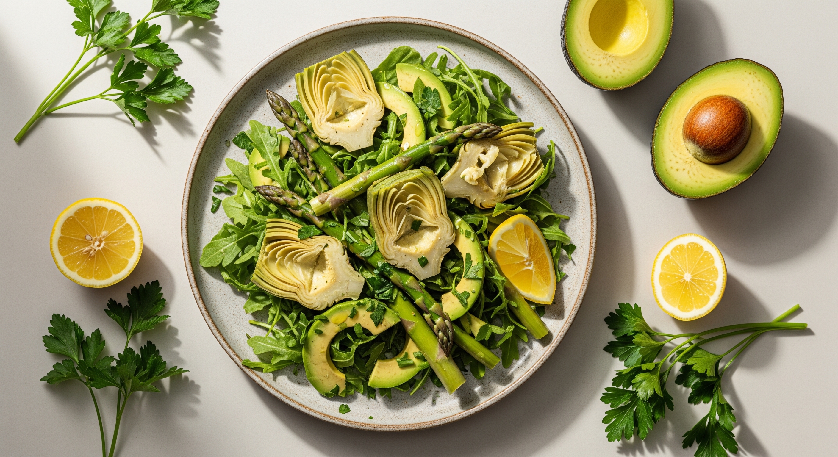 Salade van Artisjok, Asperge en Avocado