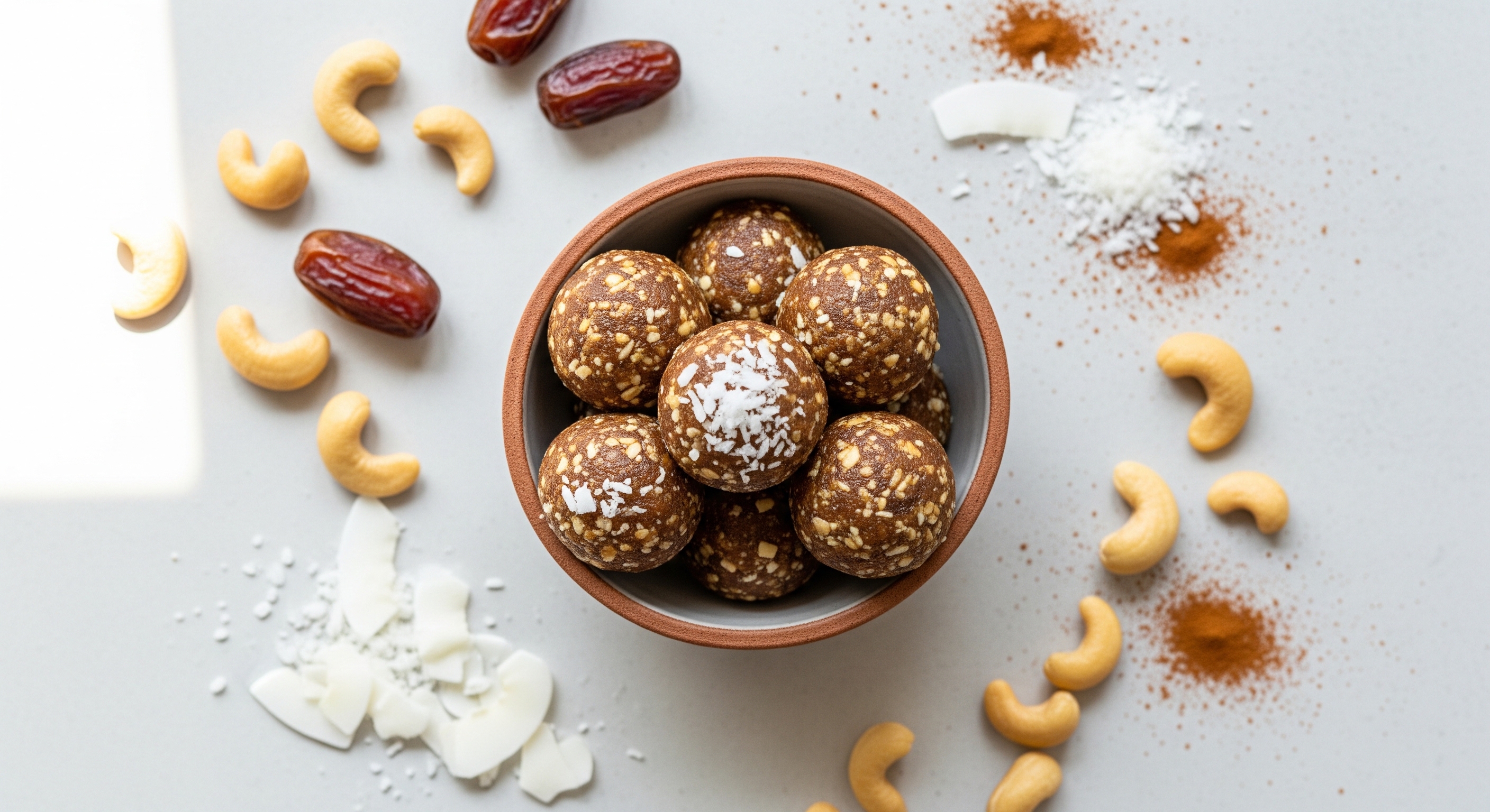 Dadel-Cashew Balletjes met Ashwagandha en Cacao