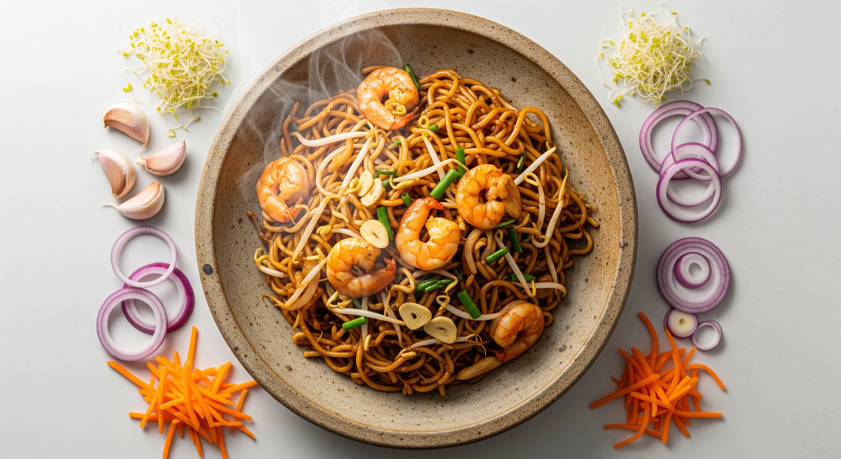 Bami Goreng met Garnalen en Taugé