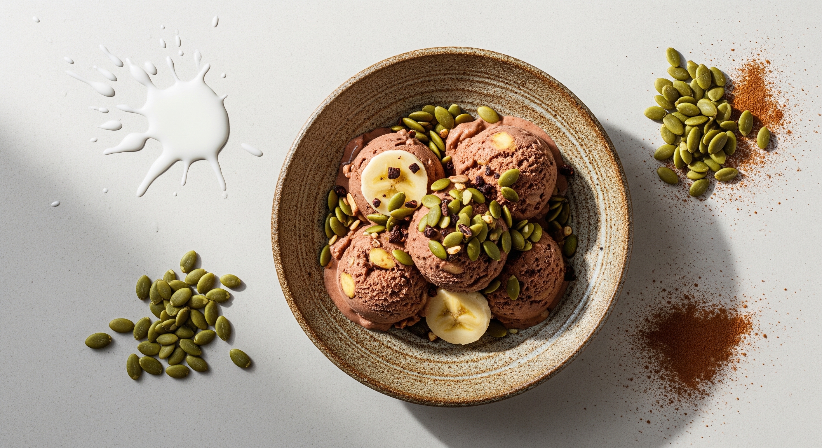 Banaan-Cacao IJs met Pompoenpitten