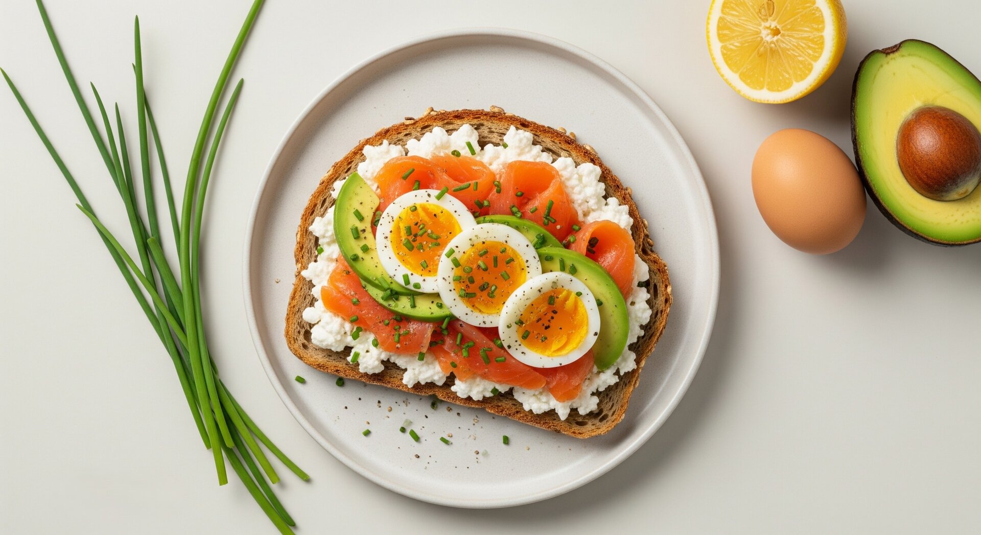 Belgische Boterham met Zalm, Ei en Cottage Cheese