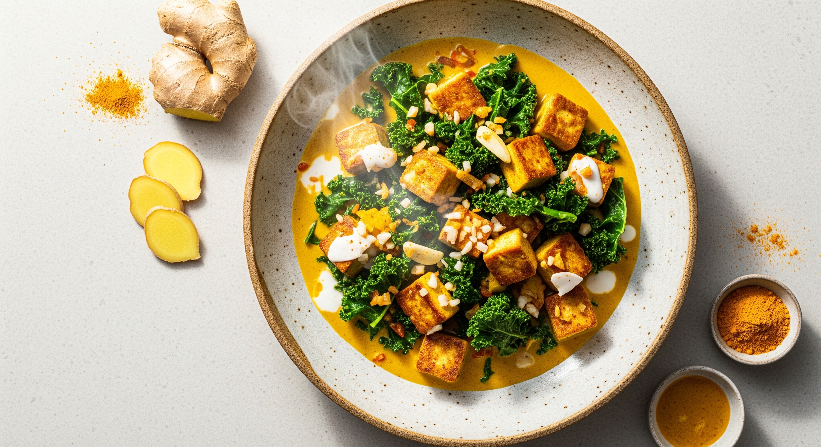 Boerenkool-Tofucurry met Gember