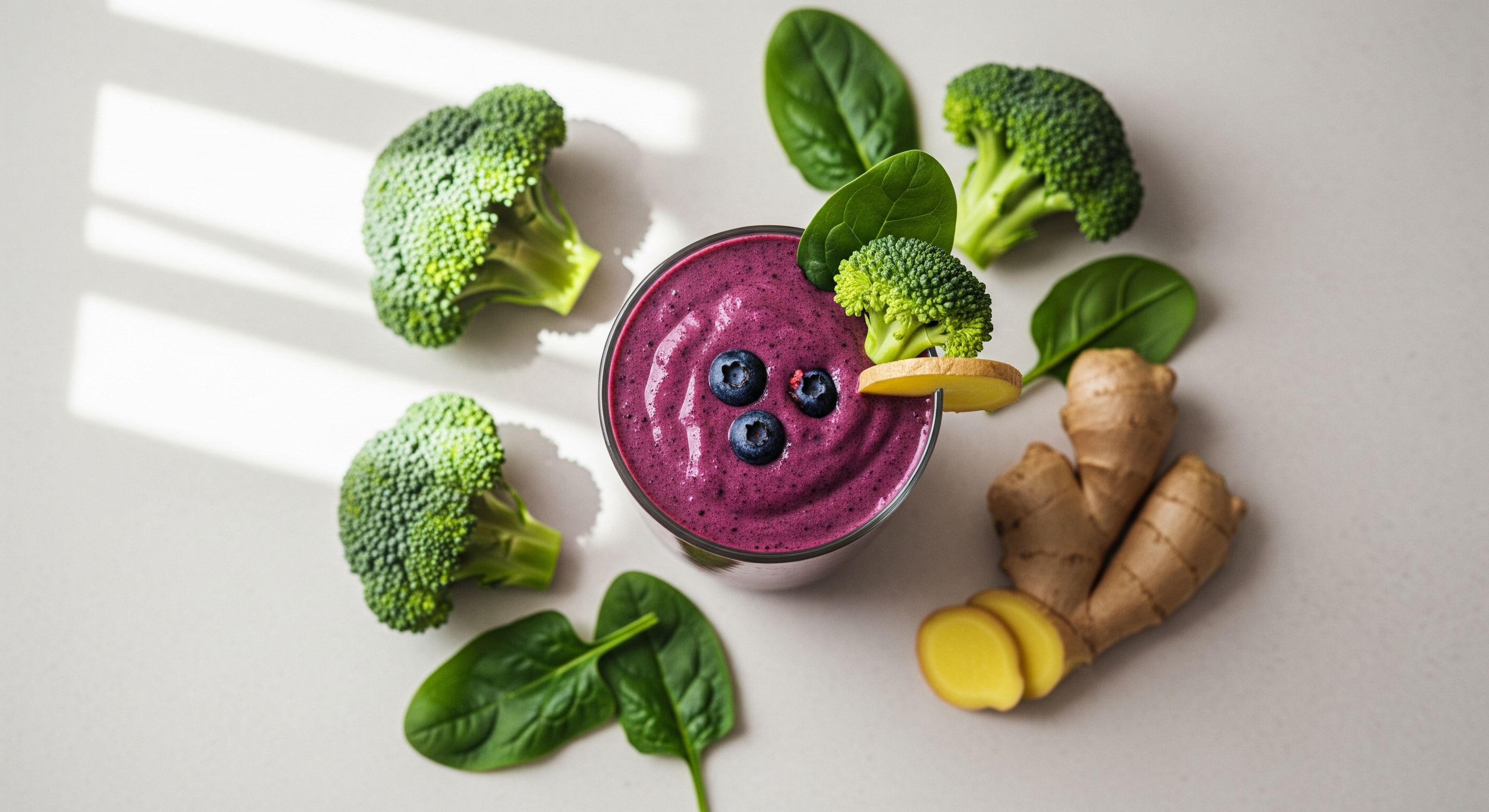 Blauwe Bessen Smoothie met Broccoli en Gember