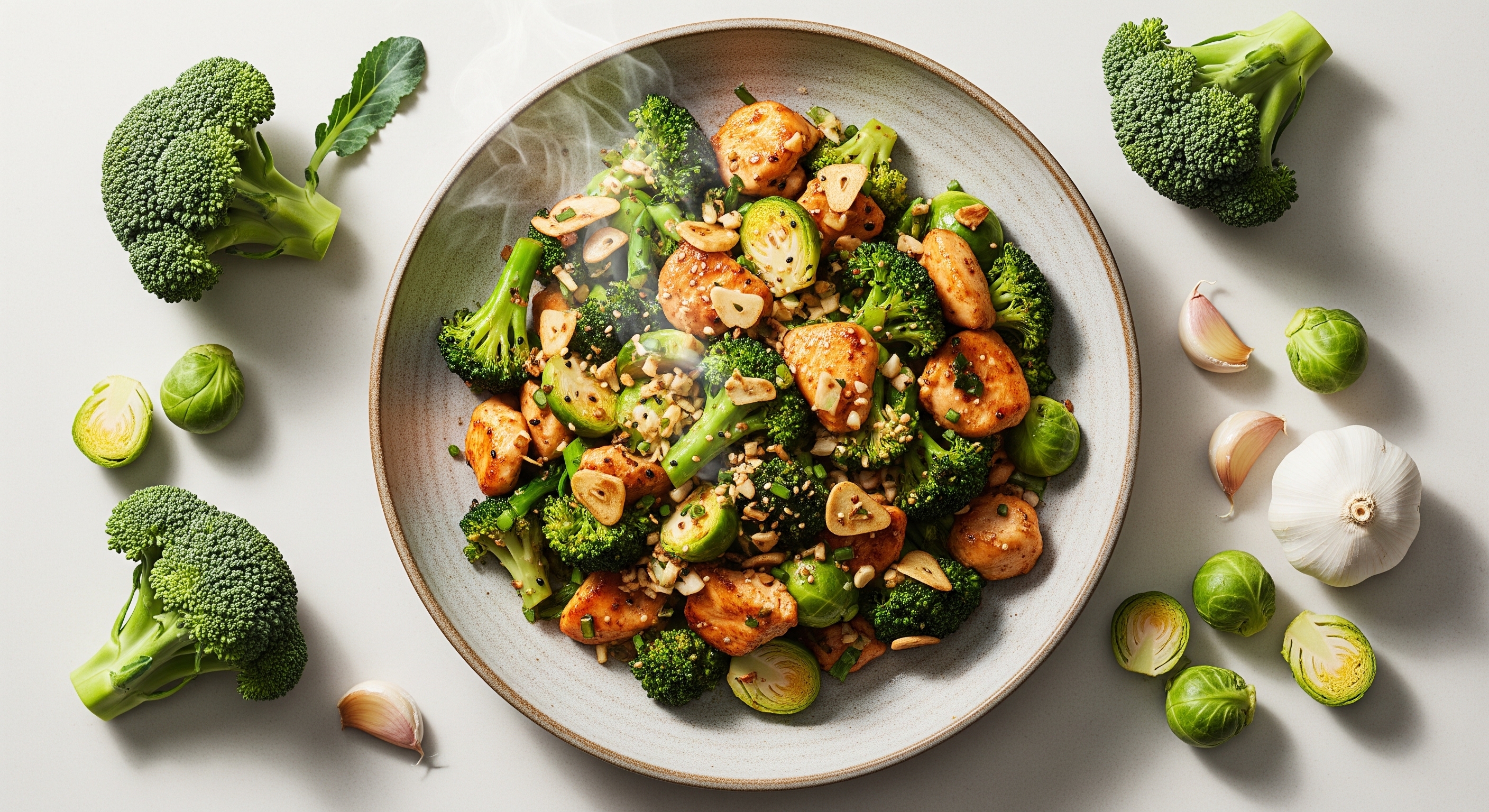 Wok met Kip, Broccoli en Spruitjes
