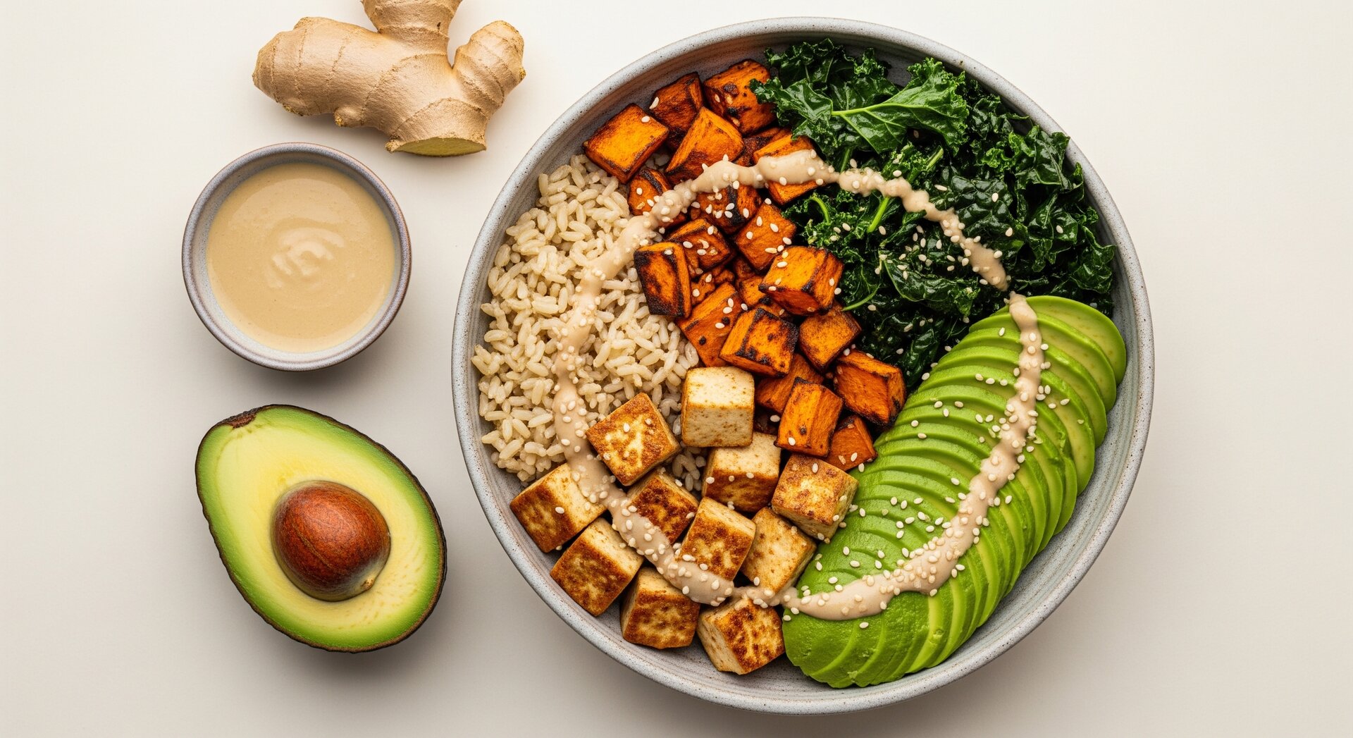 Buddha Bowl met Tofu, Zoete Aardappel en Boerenkool