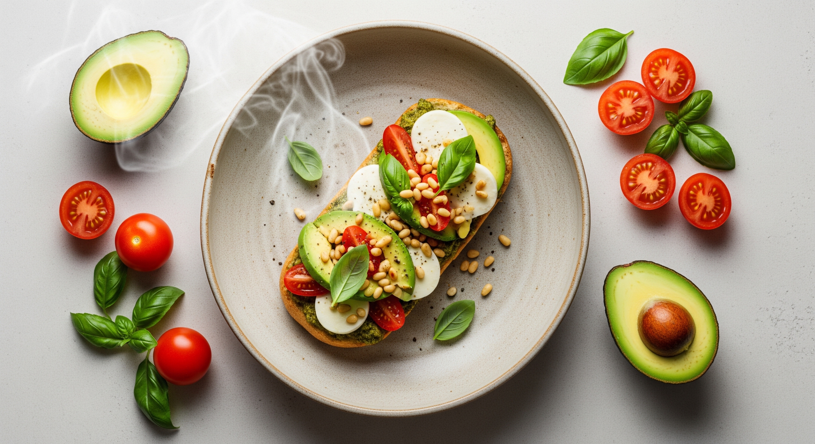 Caprese Pesto Panini met Avocado & Pijnboompitten