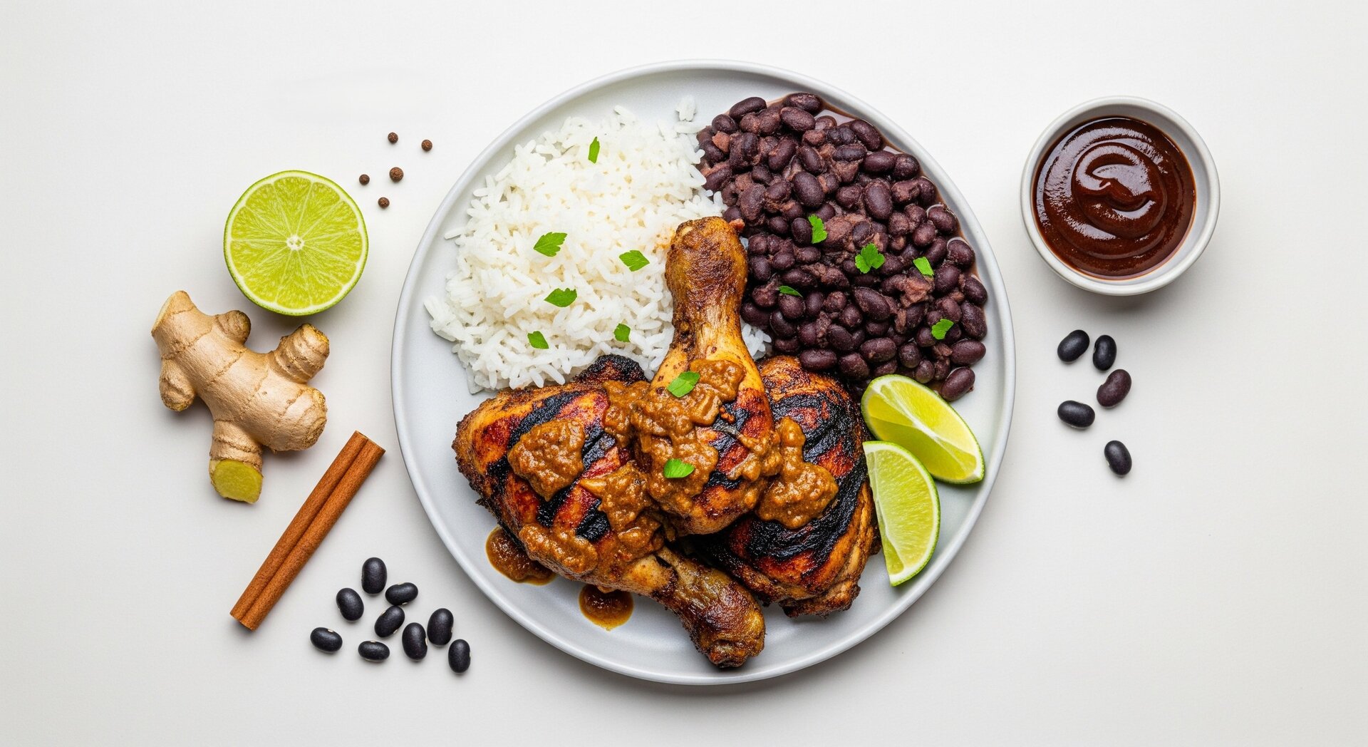 Caribische Jerk Kip met Rijst en Bonen