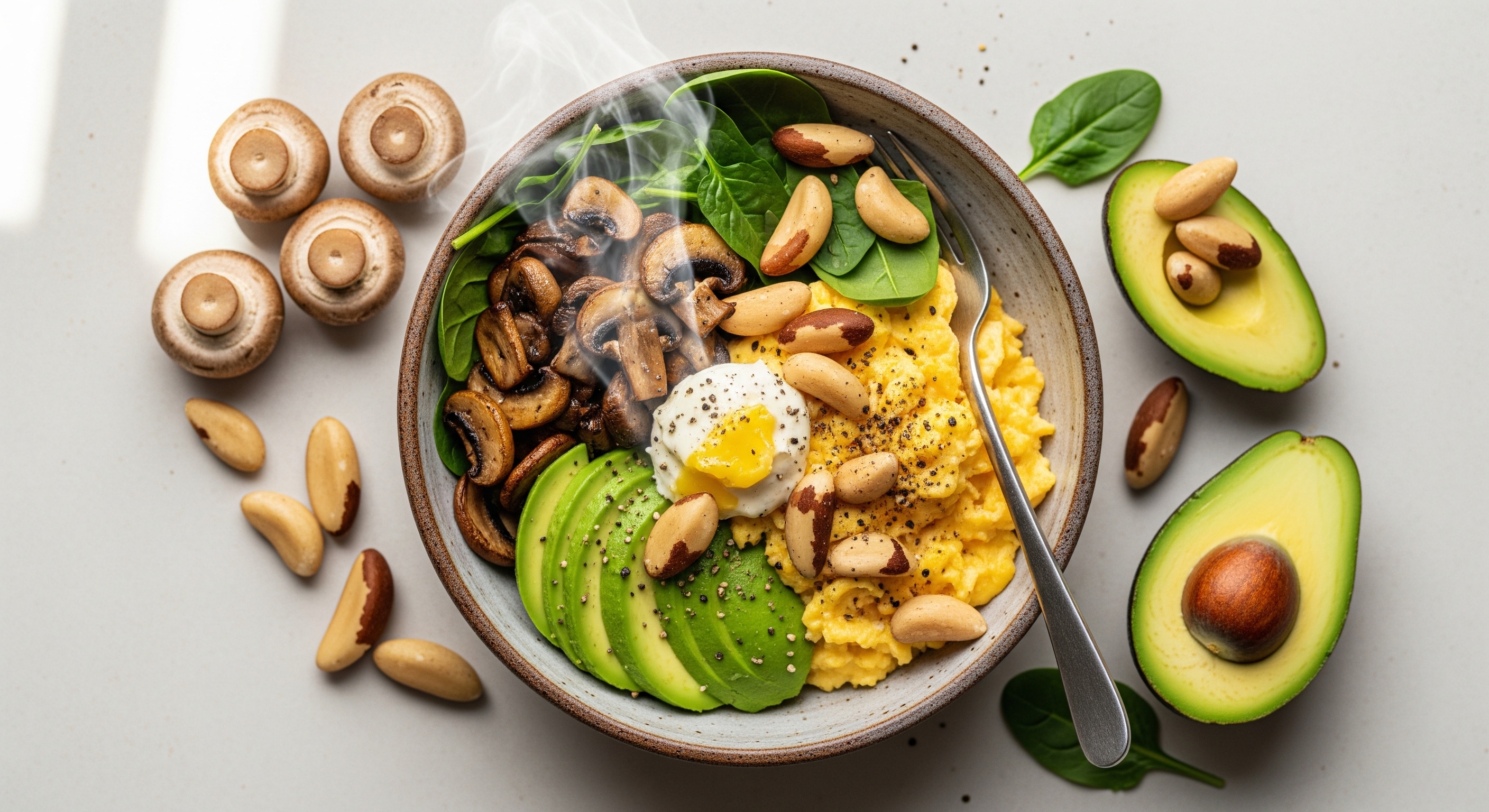 Champignon-Ei Bowl met Paranoten