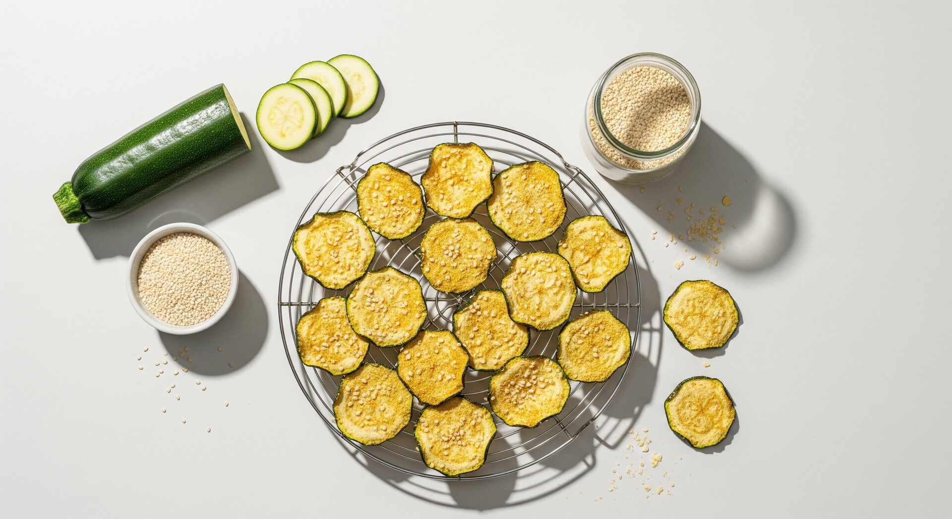 Courgette Chips met Sesam en Knoflook