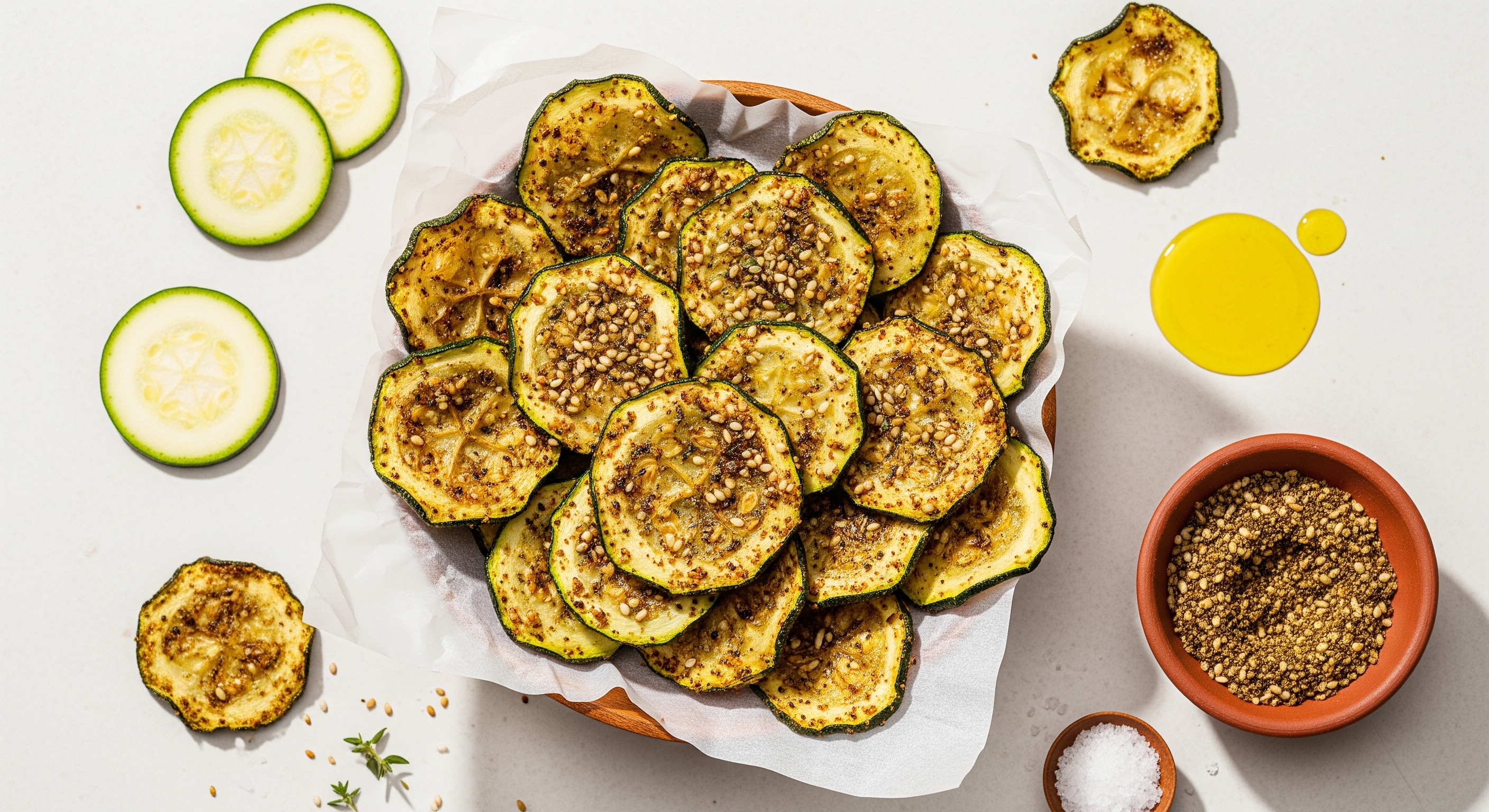 Courgette Chips met Za'atar en Olijfolie