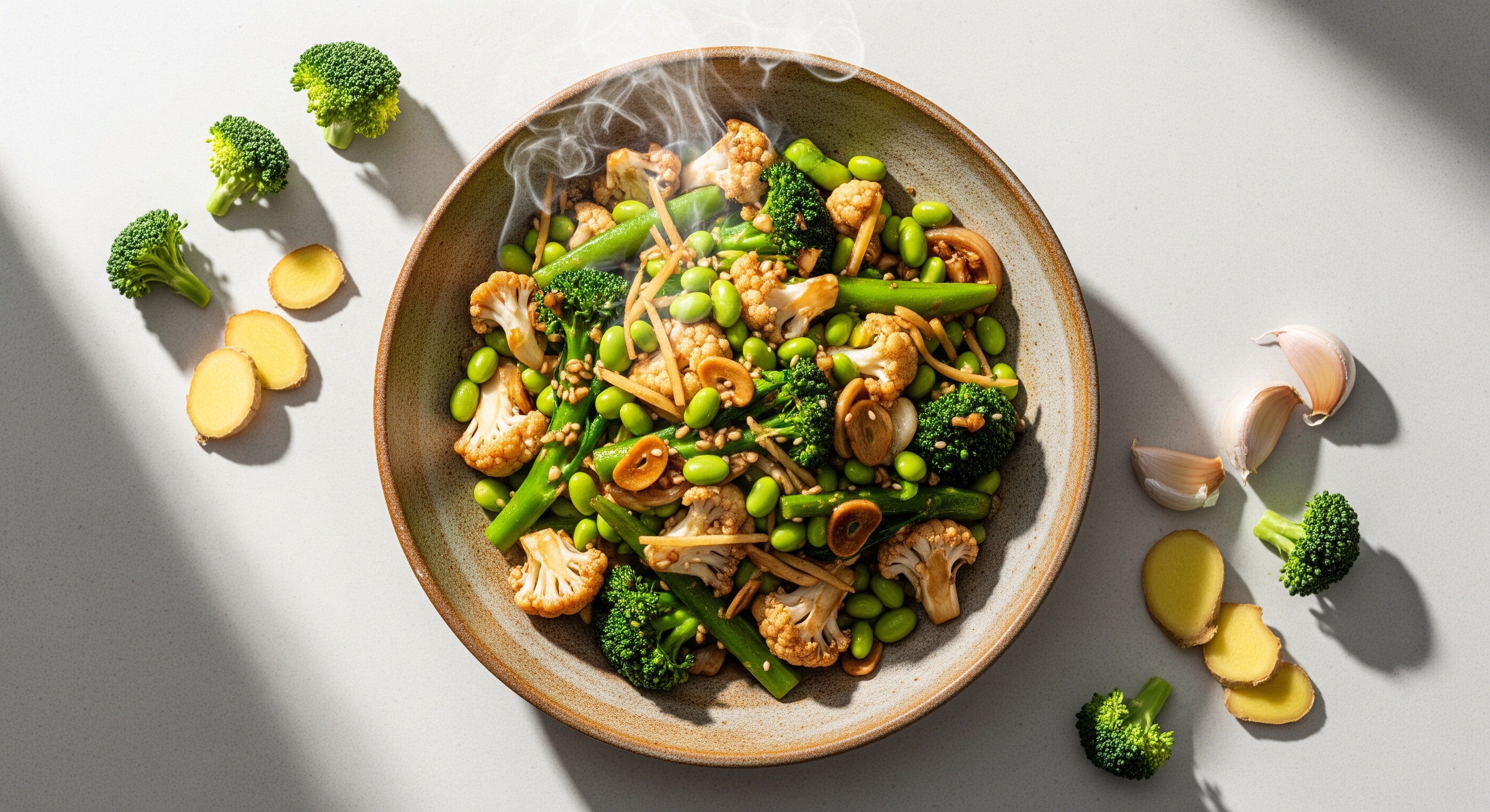 Edamame-Bloemkool Roerbak met Sesam