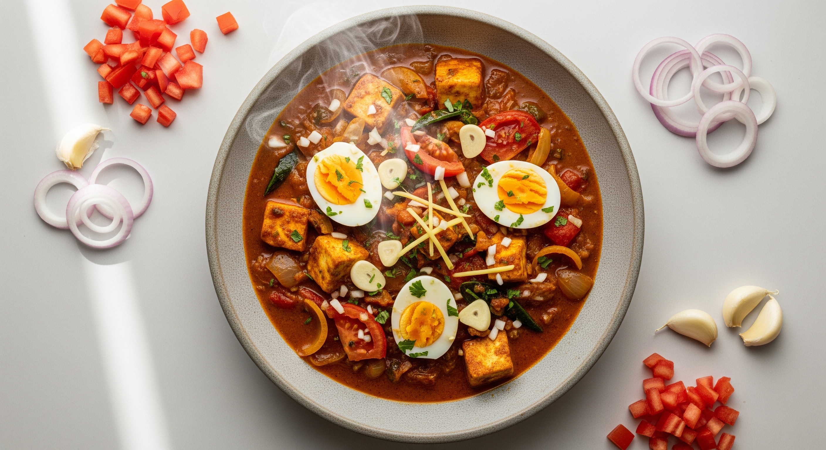 Ei-Paneercurry met Tomaat en Spinazie