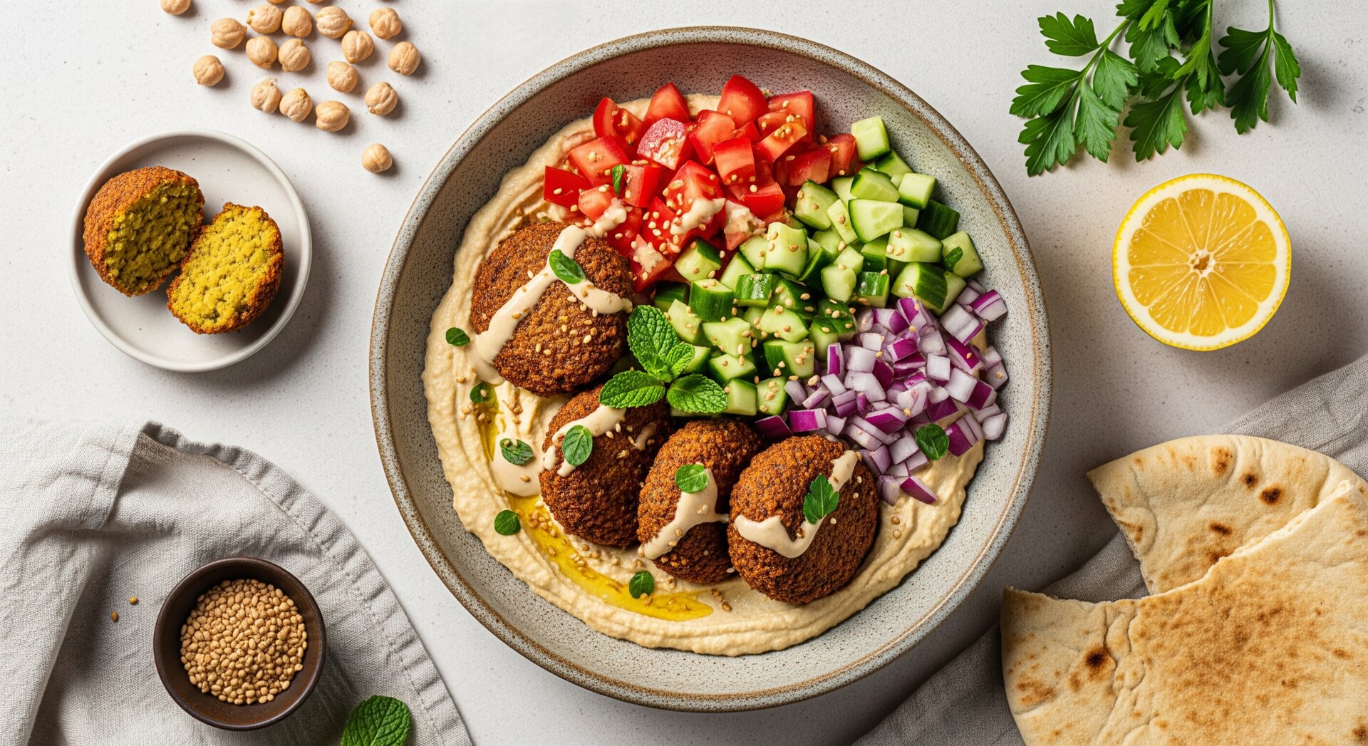 Falafel Bowl met Hummus en Knapperige Groenten
