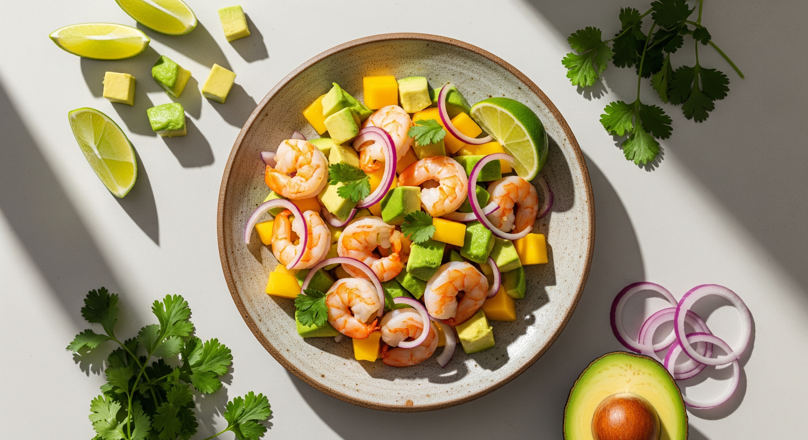 Garnalen-Avocado-Mango Salade met Limoen