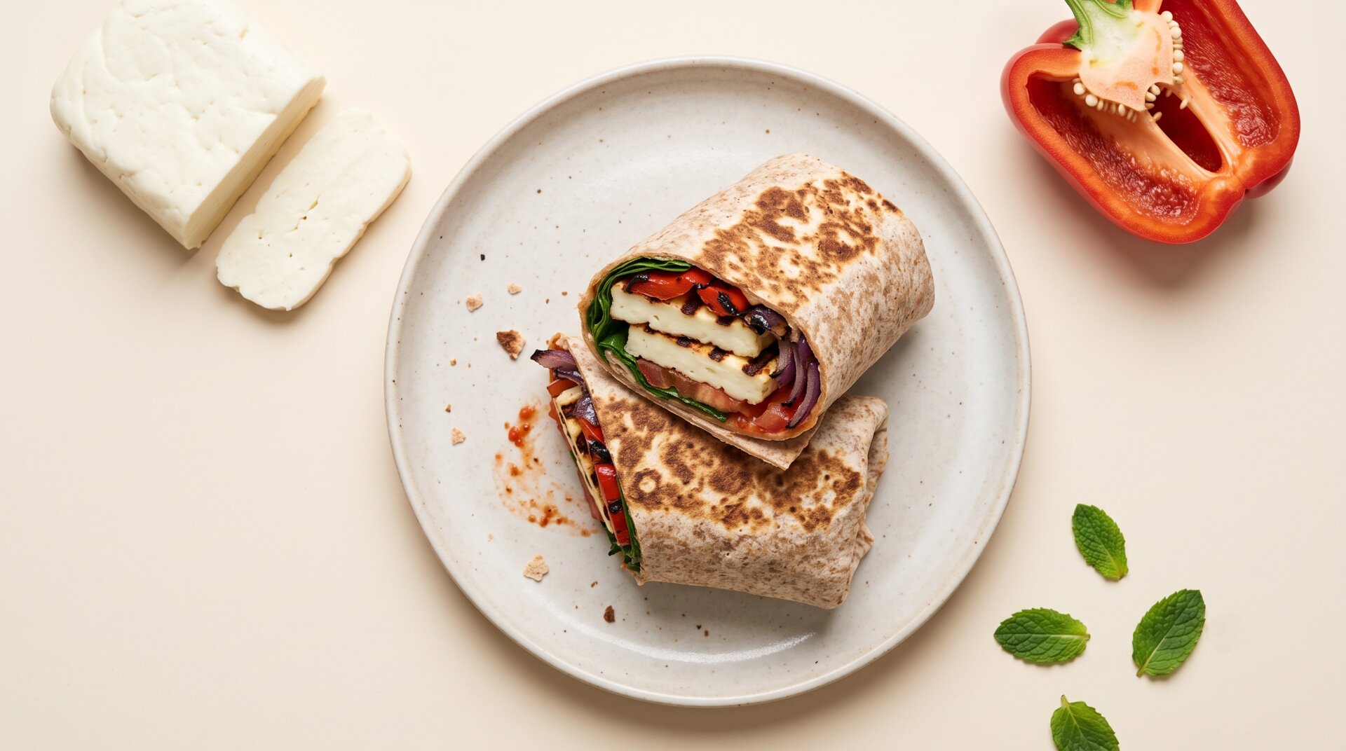 Gegrilde Halloumi Wrap met Geroosterde Groenten
