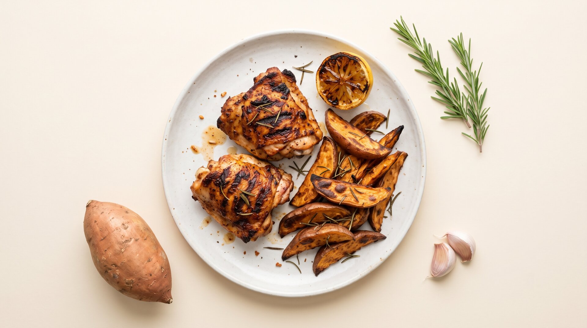Gegrilde Kip met Zoete Aardappel en Rozemarijn (Paleo)