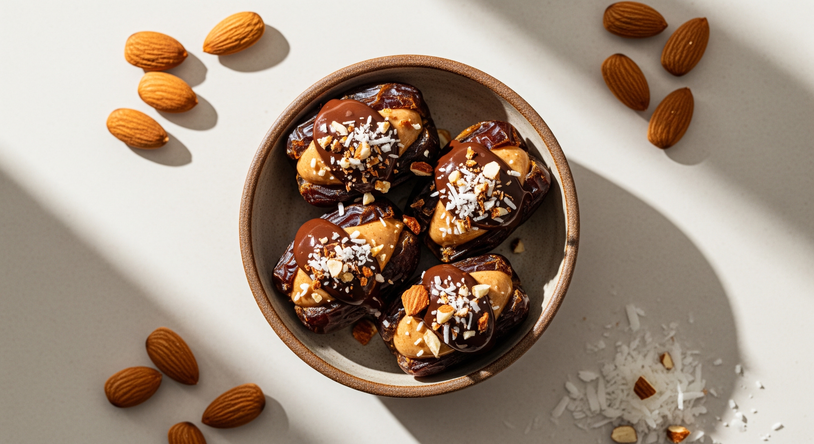 Gevulde Dadels met Amandelboter & Pure Chocolade
