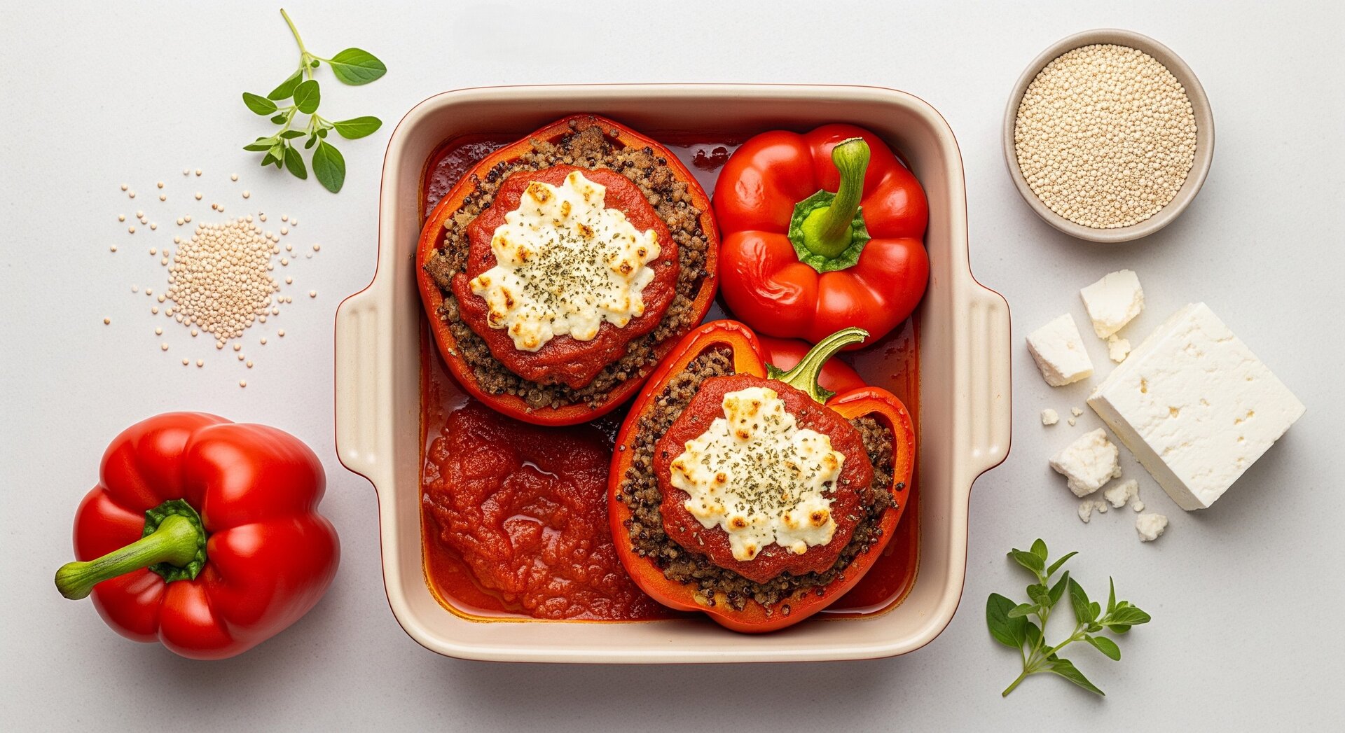 Gevulde Paprika met Gehakt, Quinoa en Feta