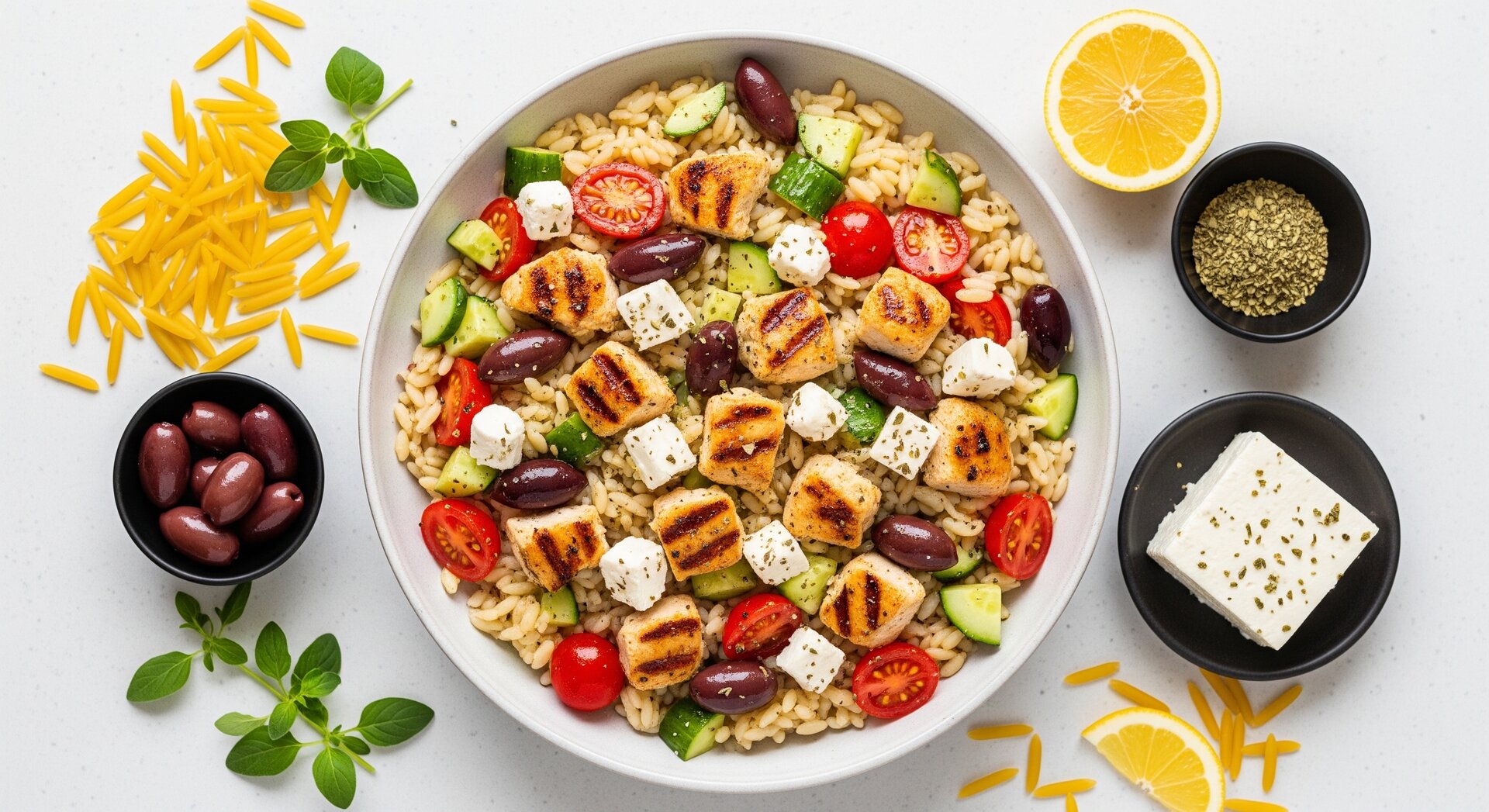 Griekse Orzo Salade met Kipfilet