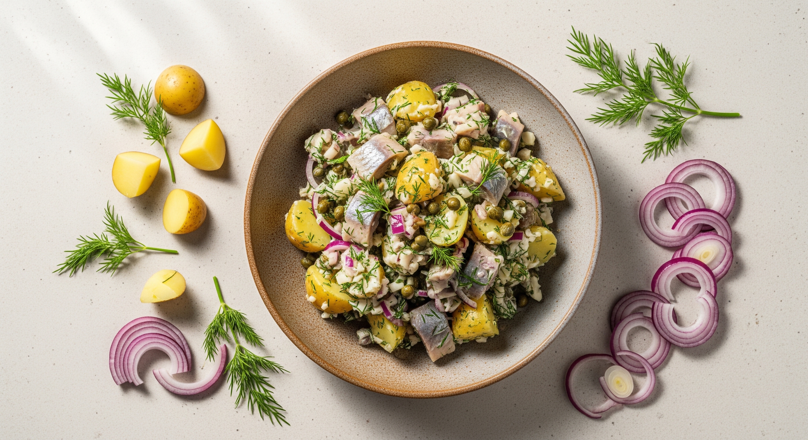 Haring-Aardappel Salade met Dille en Kappertjes