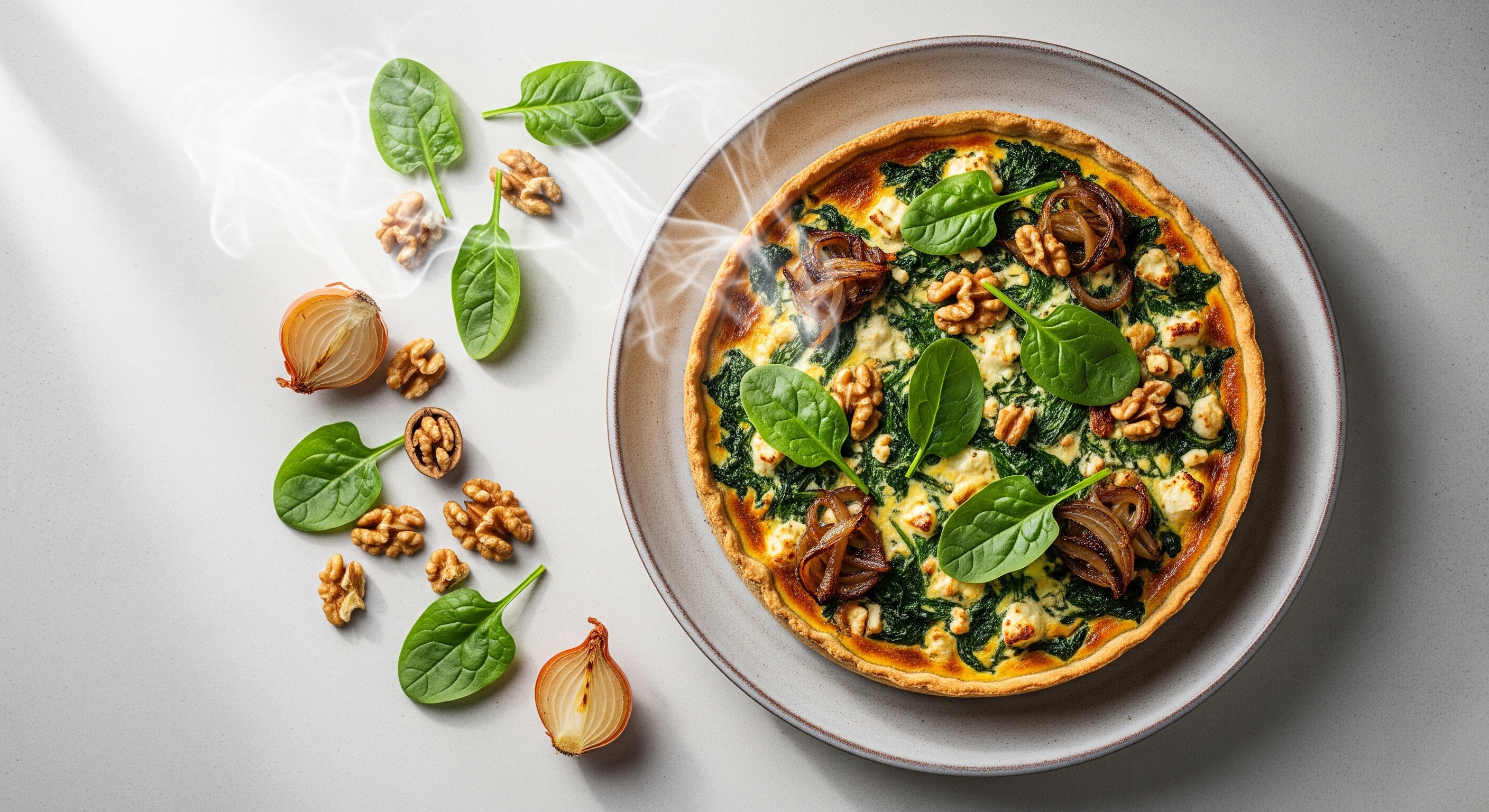 Hartige Spinazie-Feta Quiche zonder Korst met Walnoten