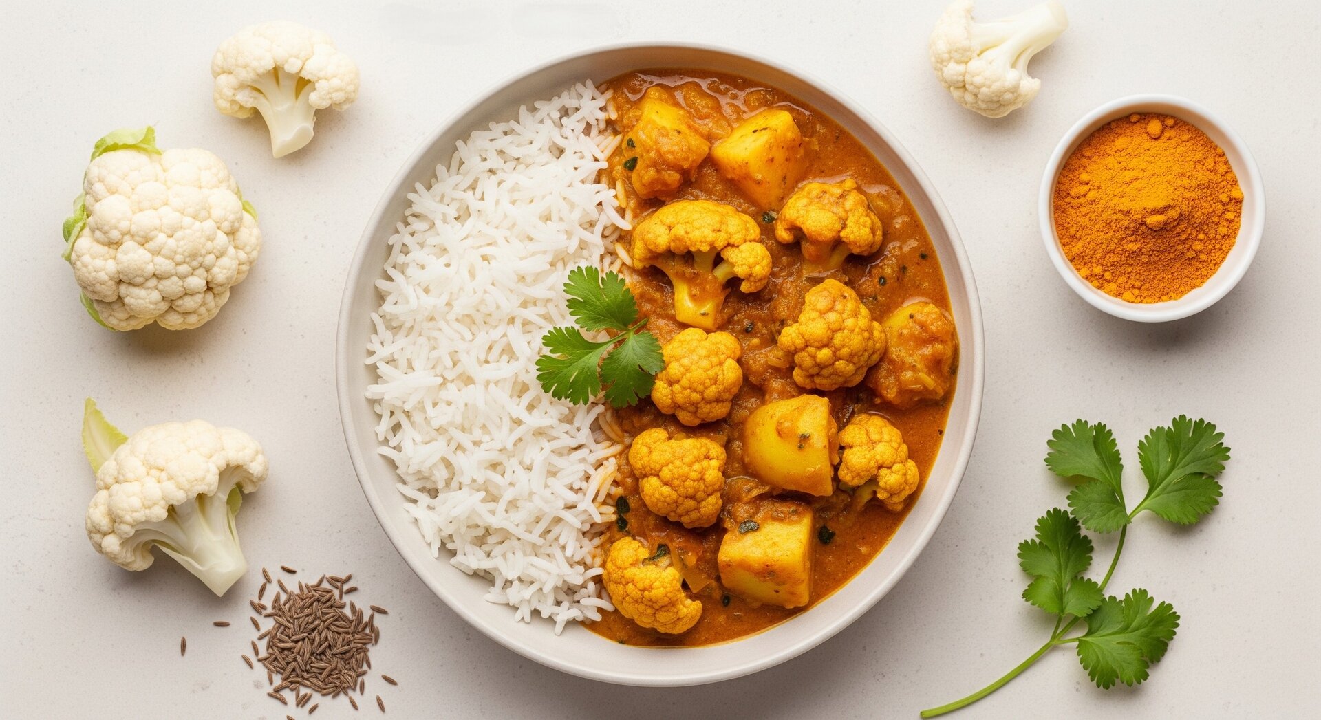 Indiase Aloo Gobi met Basmatirijst