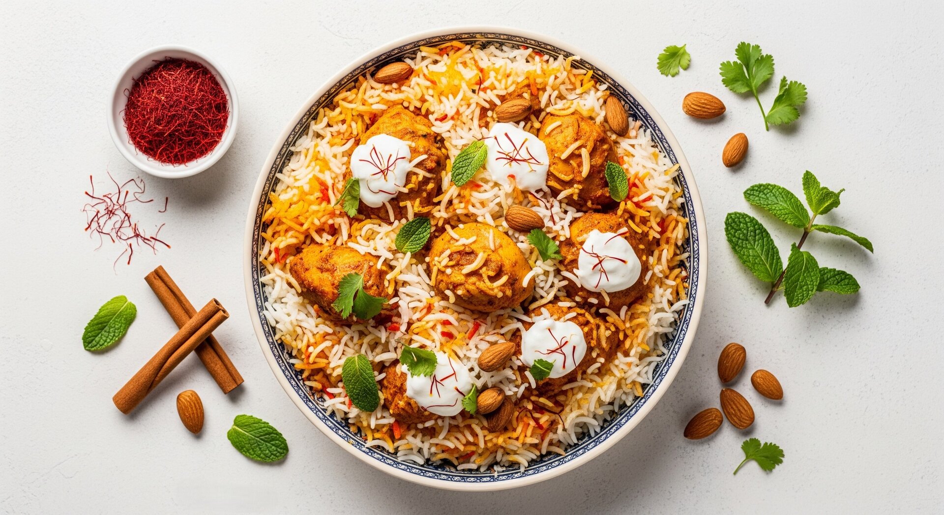 Indiase Kip Biryani met Saffraan en Amandelen