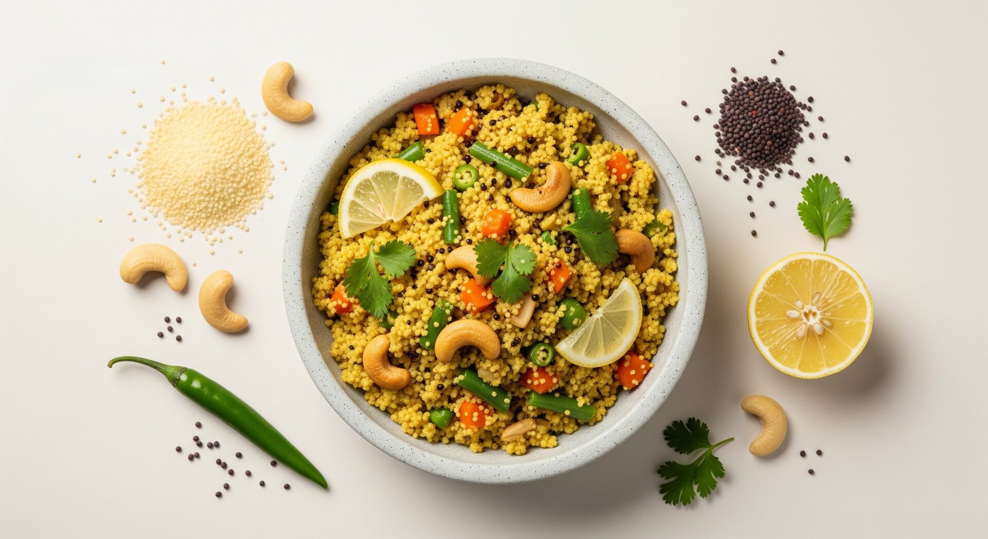 Indiase Upma met Groenten en Cashew