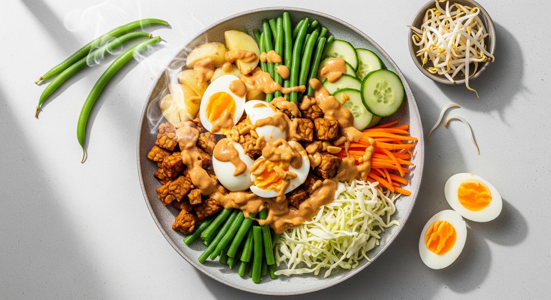 Indonesische Gado-Gado met Pindasaus & Tempeh