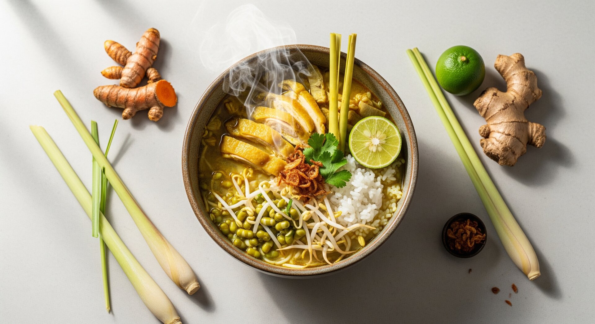 Indonesische Soto Ayam met Kurkuma en Citroengras