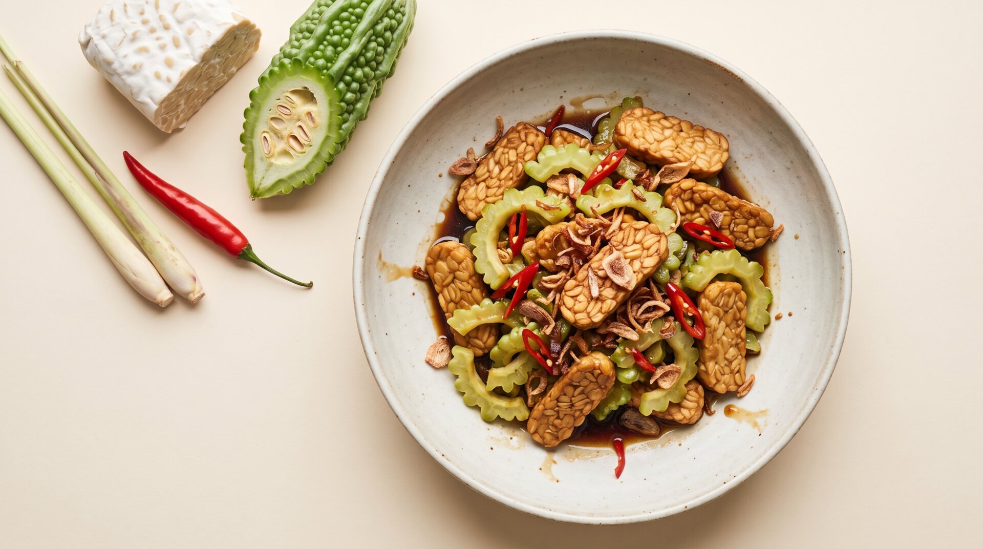 Indonesische Tempeh met Bittere Meloen