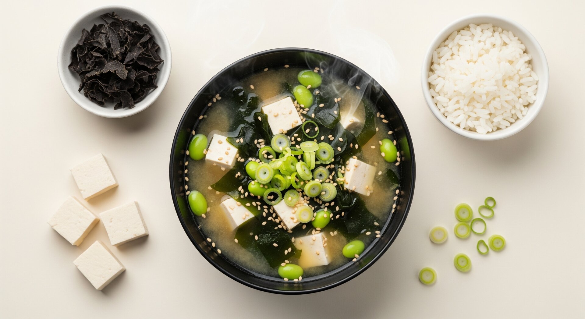 Japanse Miso Soep met Tofu en Zeewier