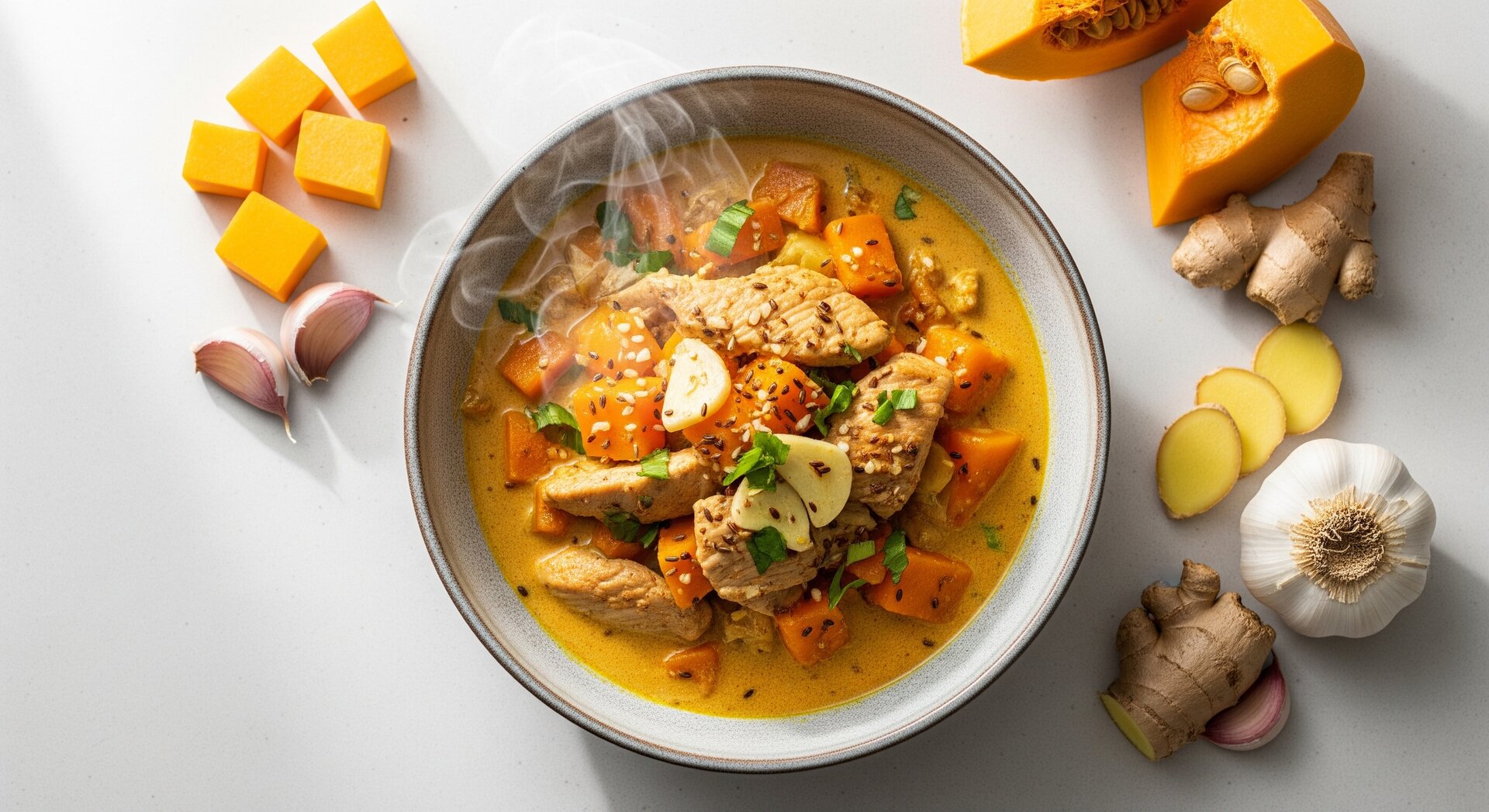 Kalkoen-Pompoen Curry met Kokosmelk (Paleo)