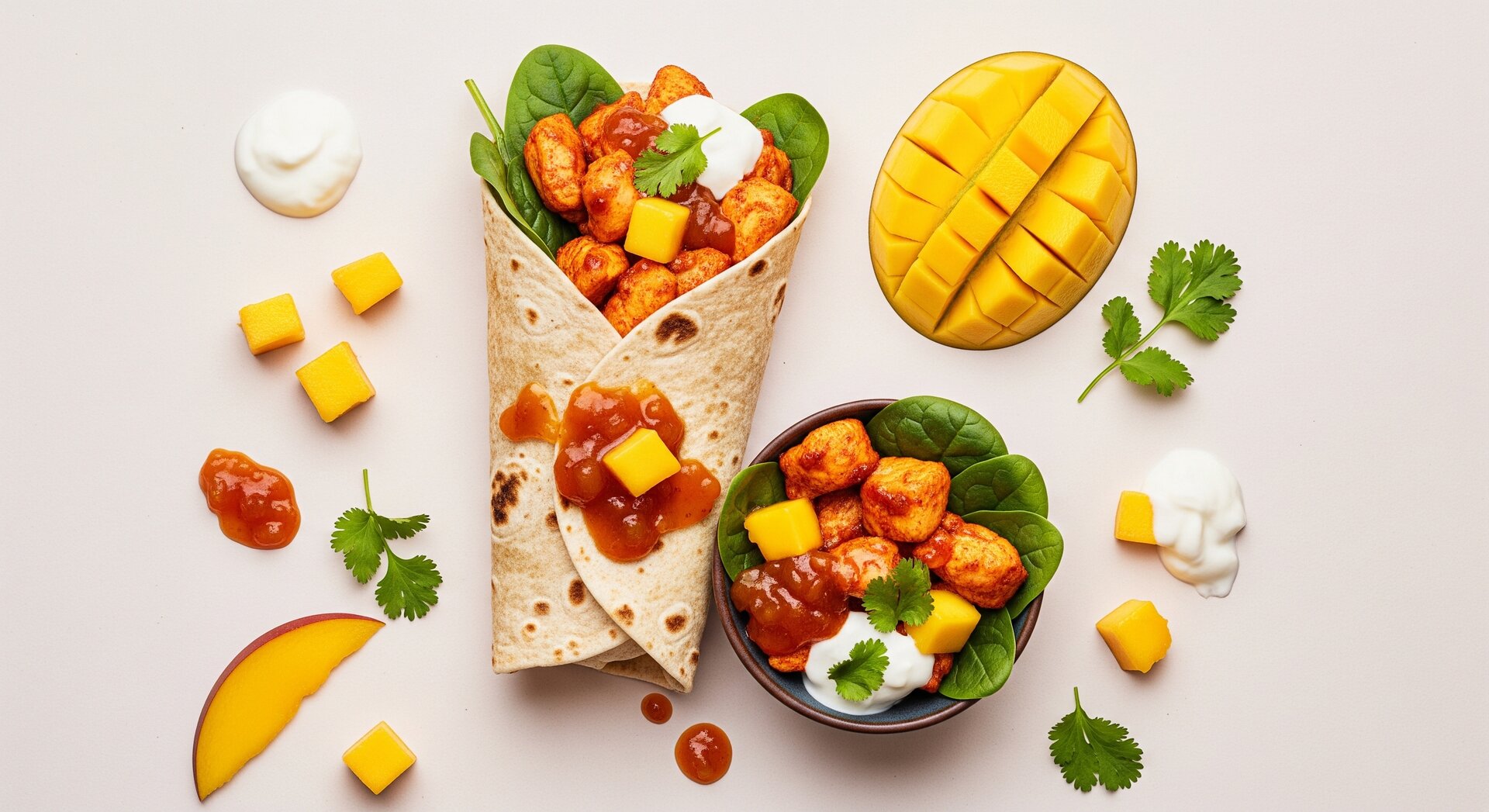 Kip Tikka Masala Wrap met Mango Chutney