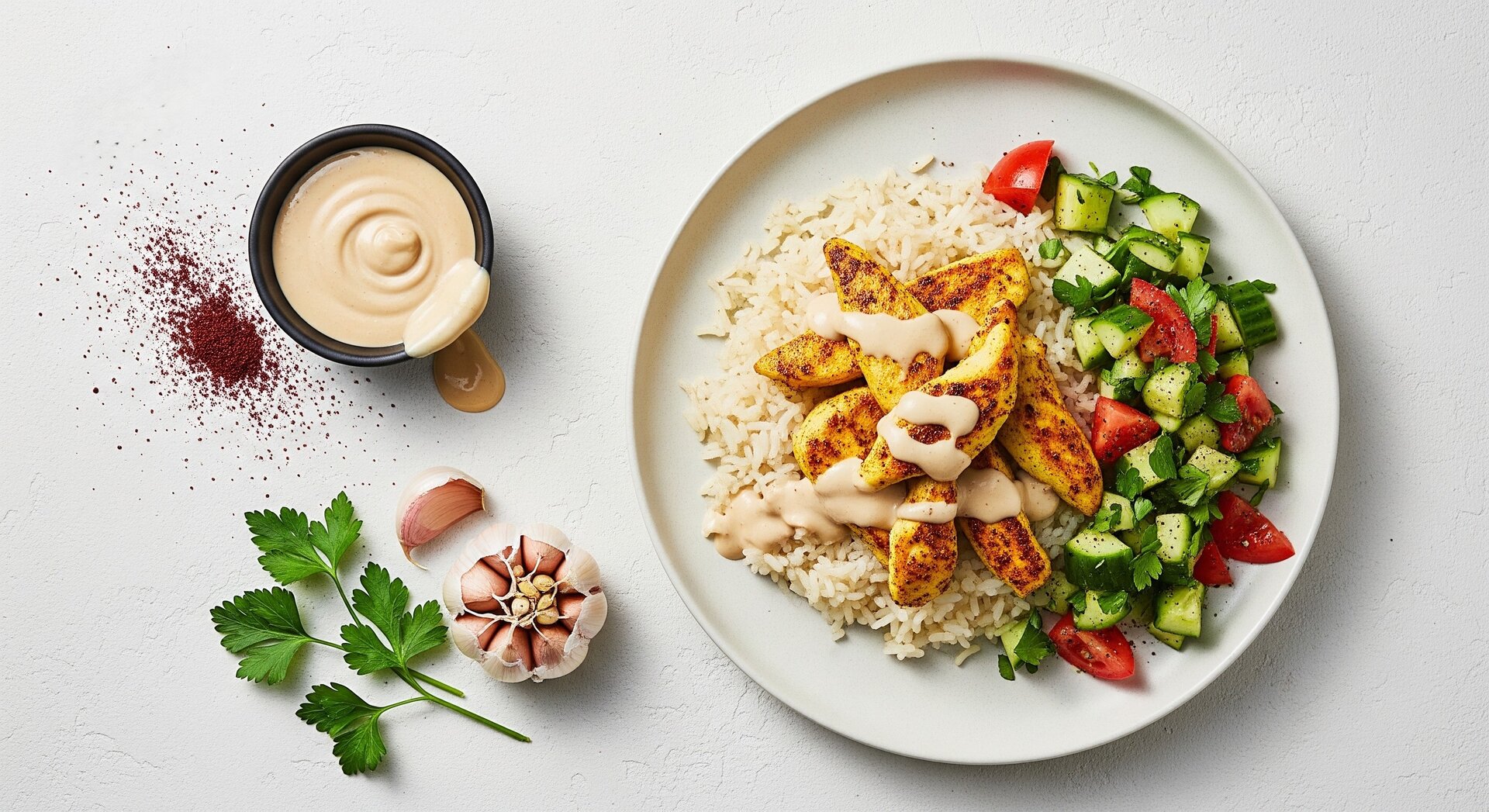 Kipfilet Shawarma met Rijst en Tahini