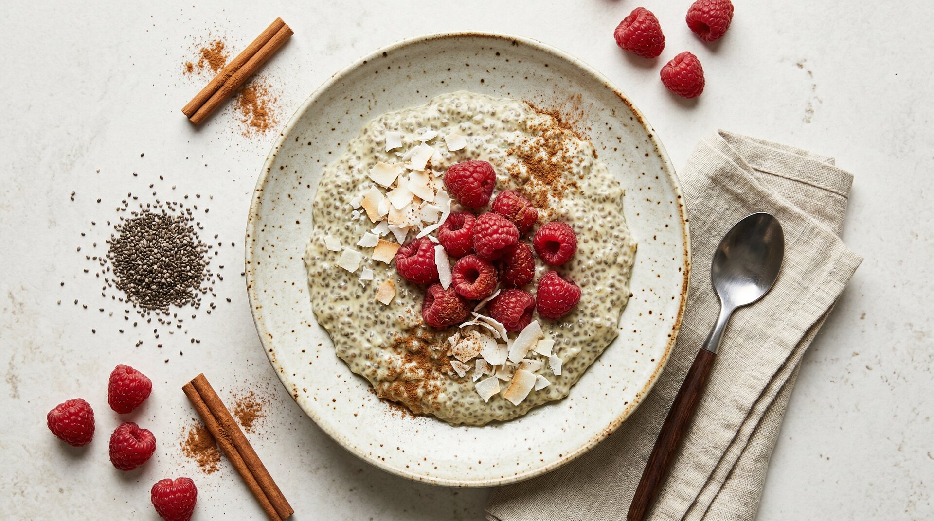 Kokos-Chiazaad Pudding met Frambozen