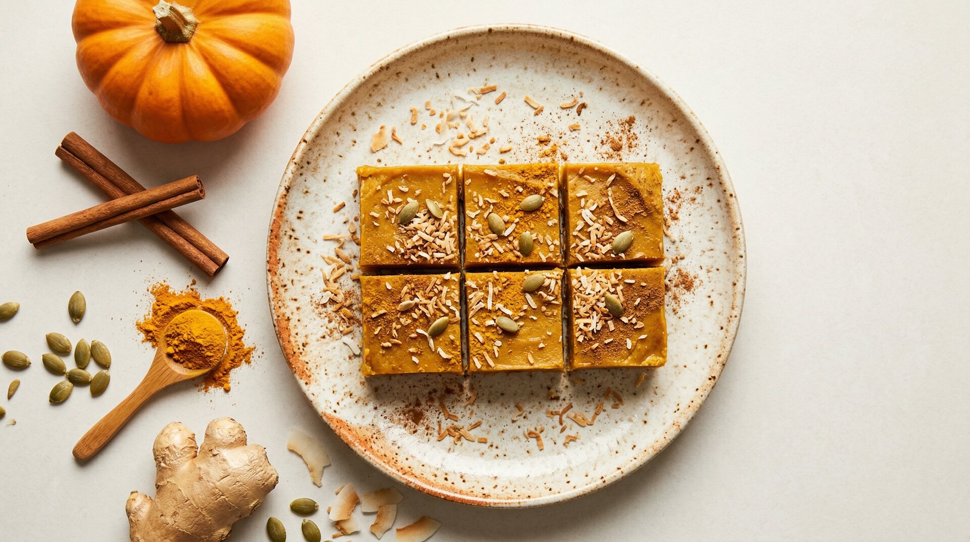 Kokos-Pompoen Fudge met Kurkuma