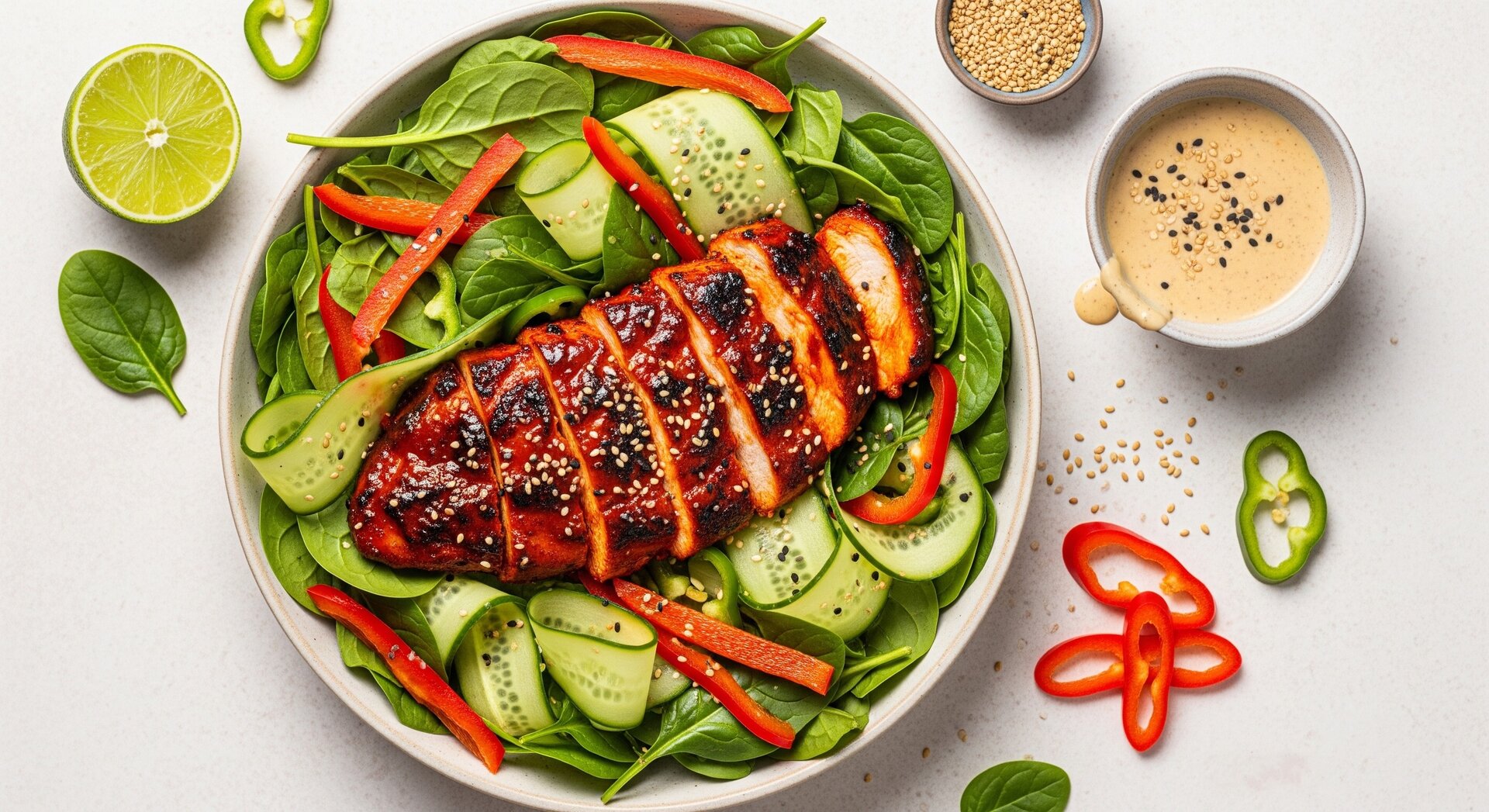 Koreaanse Gochujang Kip Salade met Sesam