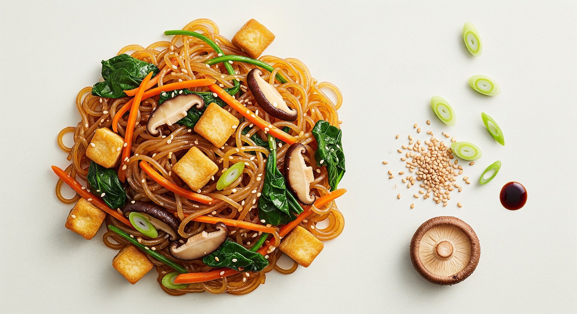 Koreaanse Japchae met Gebakken Tofu