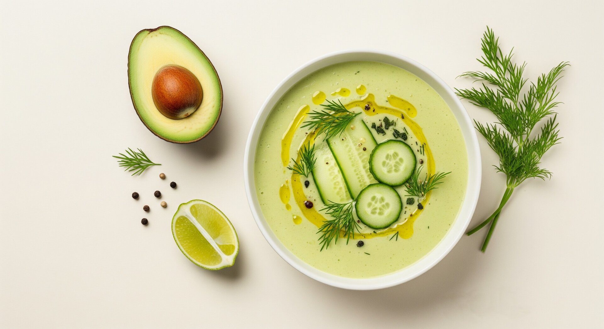 Koude Avocado-Komkommersoep met Dille
