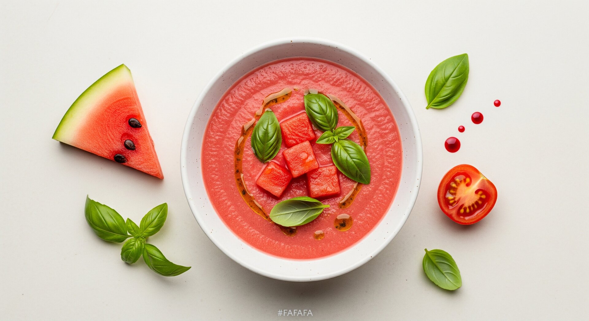 Koude Watermeloen-Tomatensoep met Basilicum