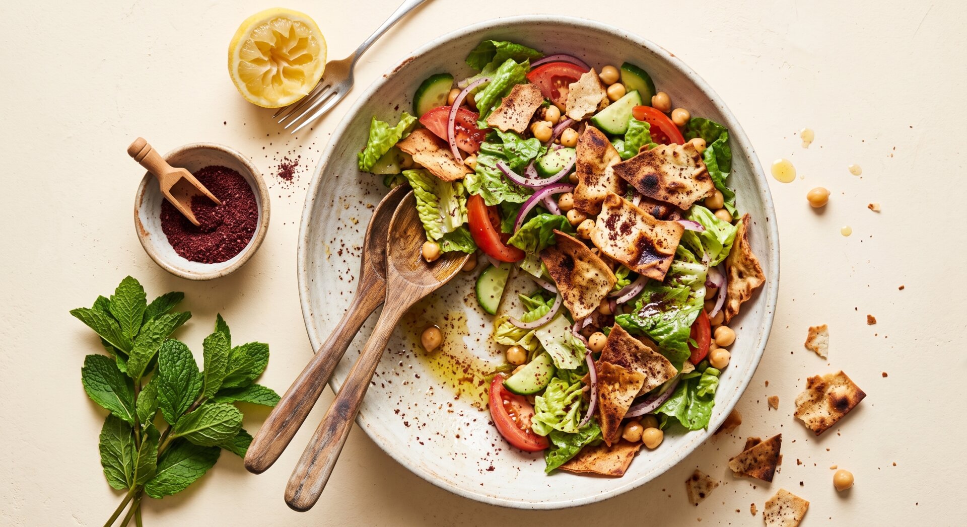 Libanese Fattoush met Kikkererwten