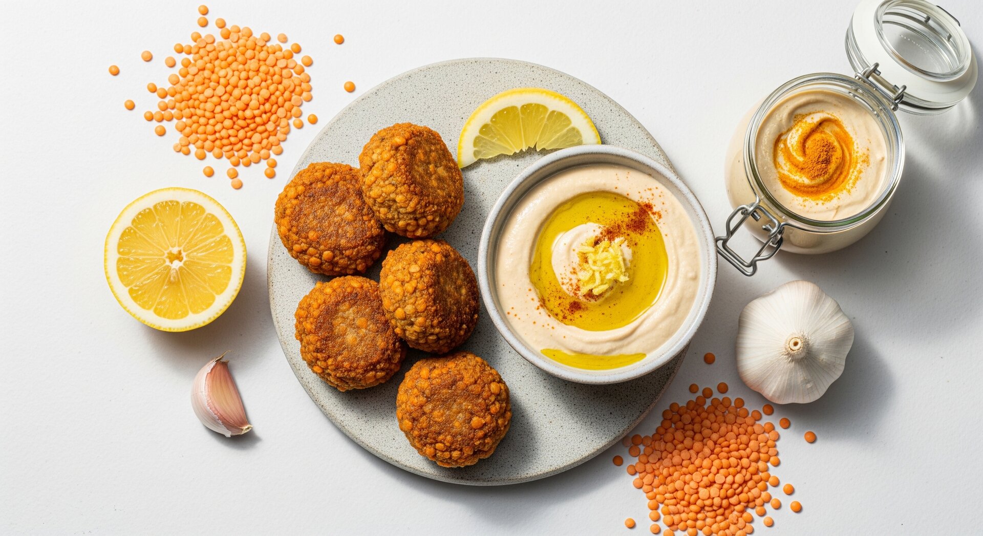 Linzenballetjes met Tahini Dip