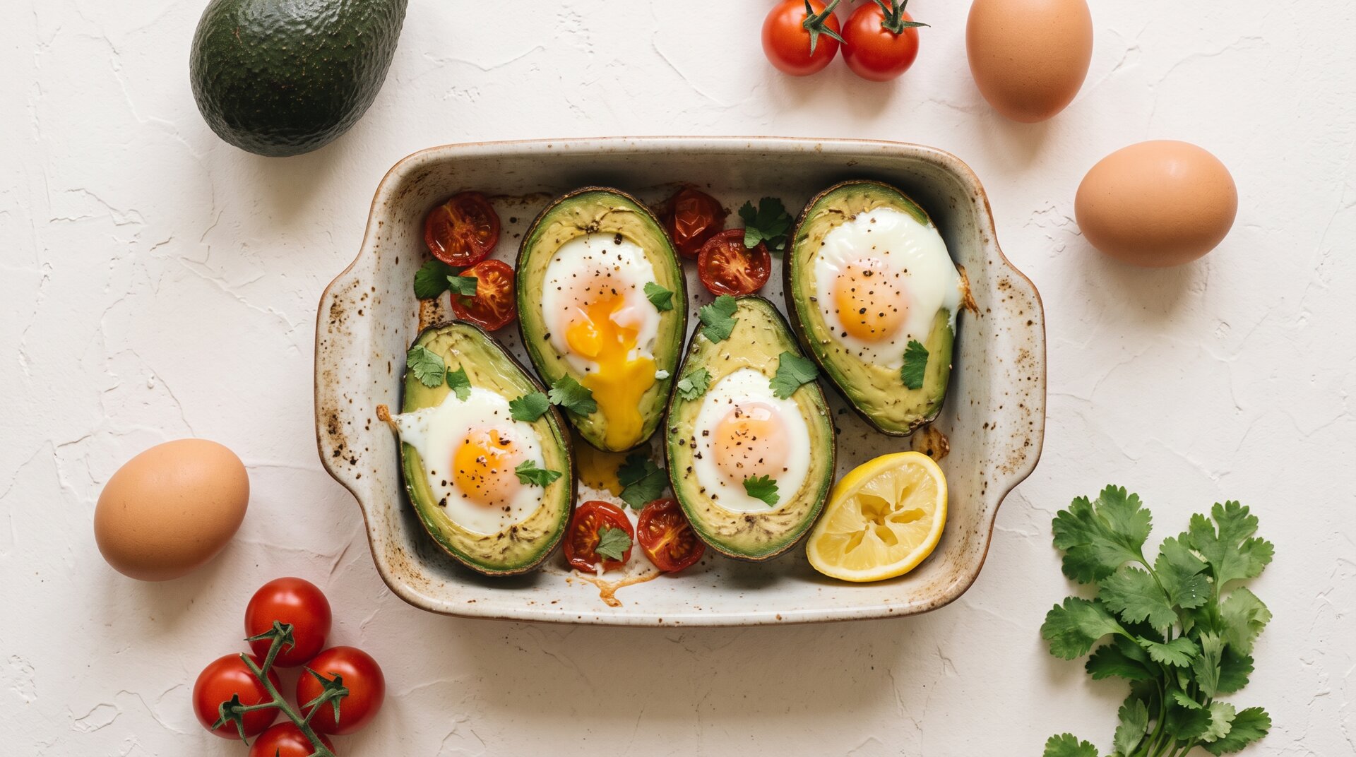 Geroosterde Avocado met Ei en Kerstomaatjes