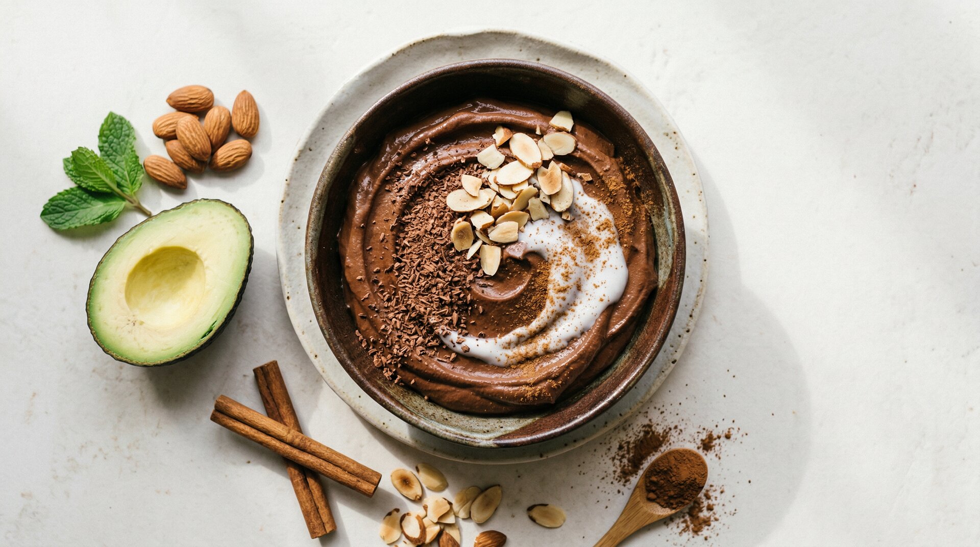 Chocolade-Avocadomousse met Amandelen