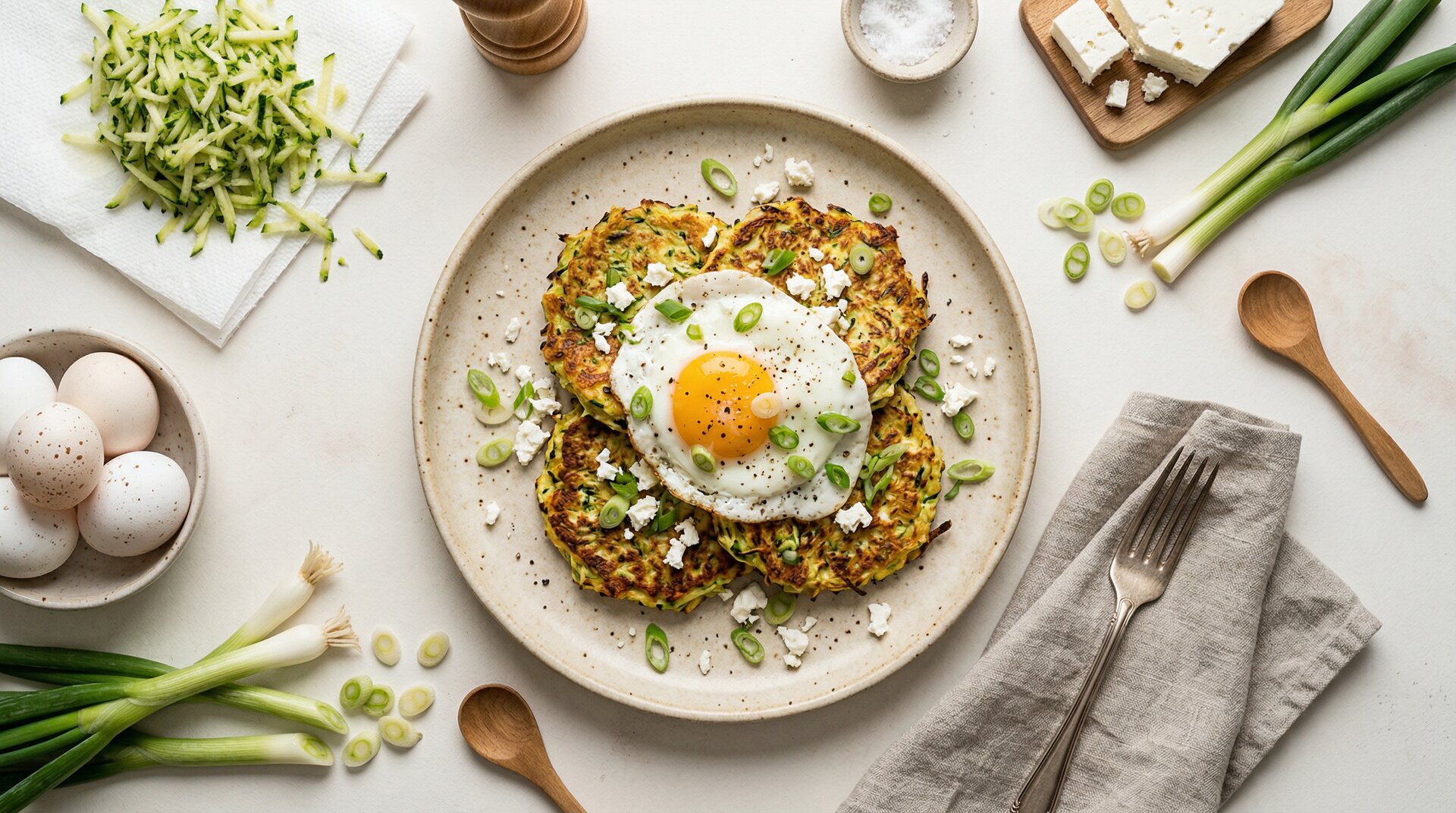 Courgette-Pannenkoeken met Feta en Lente-ui