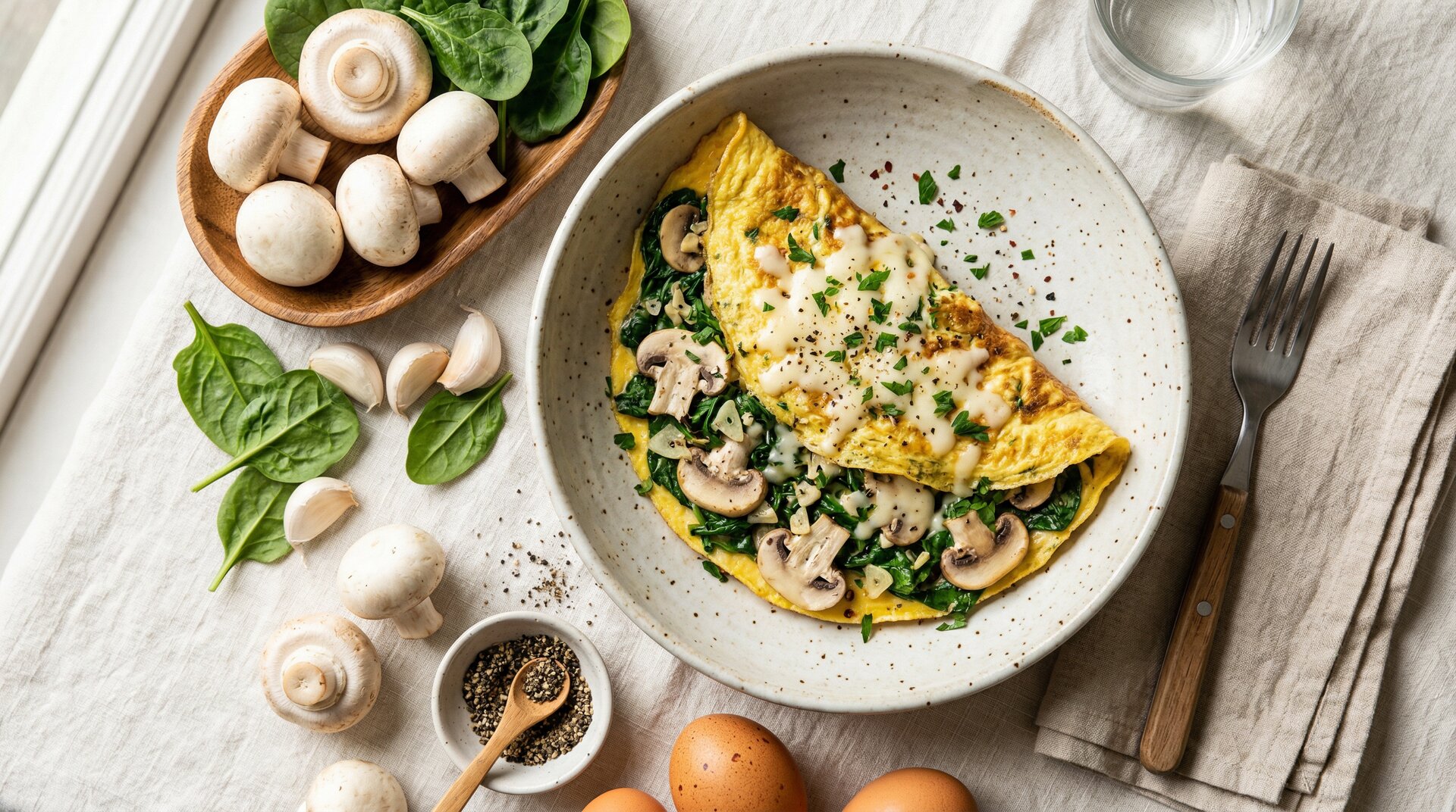 Spinazie-Champignon Omelet met Ghee