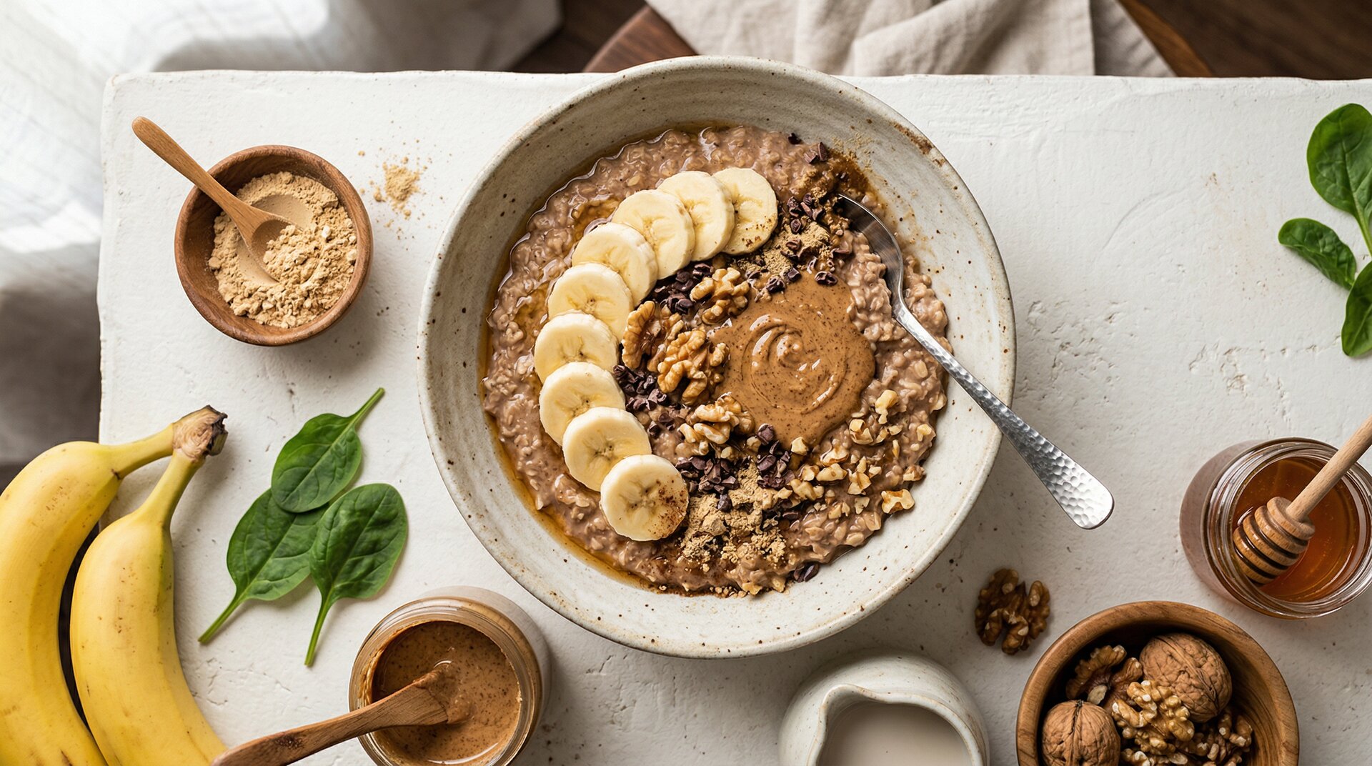 Warme Maca-Cacao Havermout Bowl