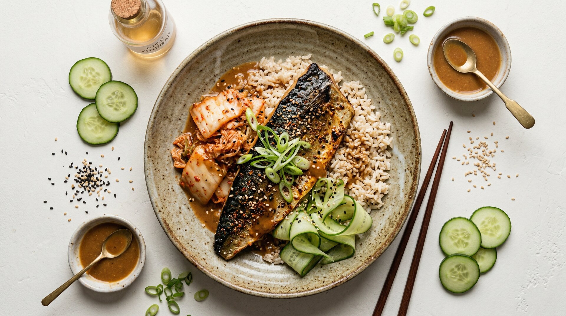 Makreel met Kimchi en Miso-Dressing